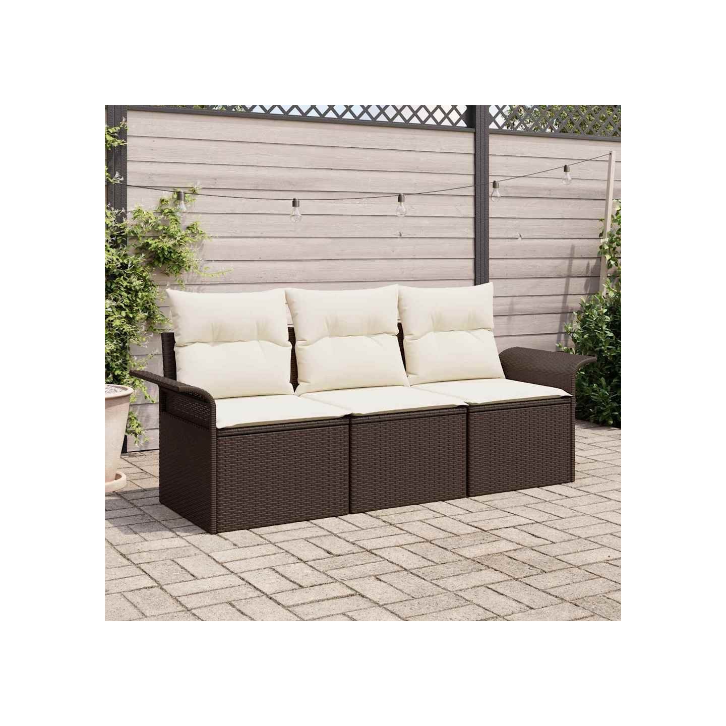 Ensemble de canapé de jardin 3 pc Marron Poly rotin
