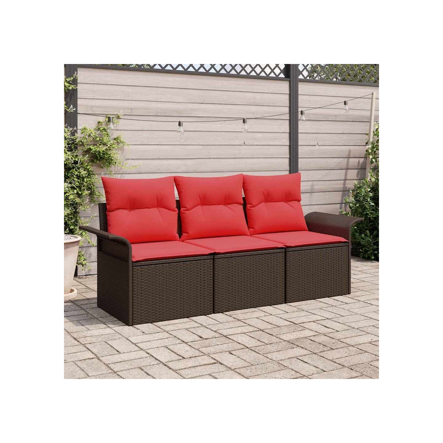 Ensemble de canapé de jardin 3 pc Marron Poly rotin
