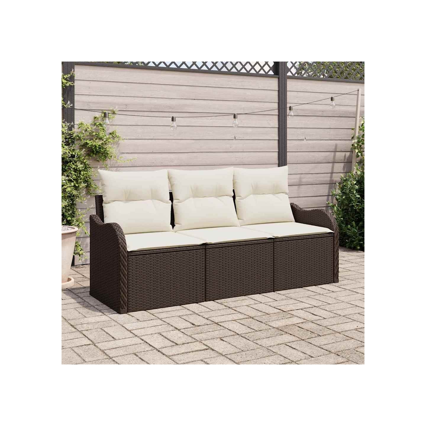 Ensemble de canapé de jardin 3 pc Marron Poly rotin
