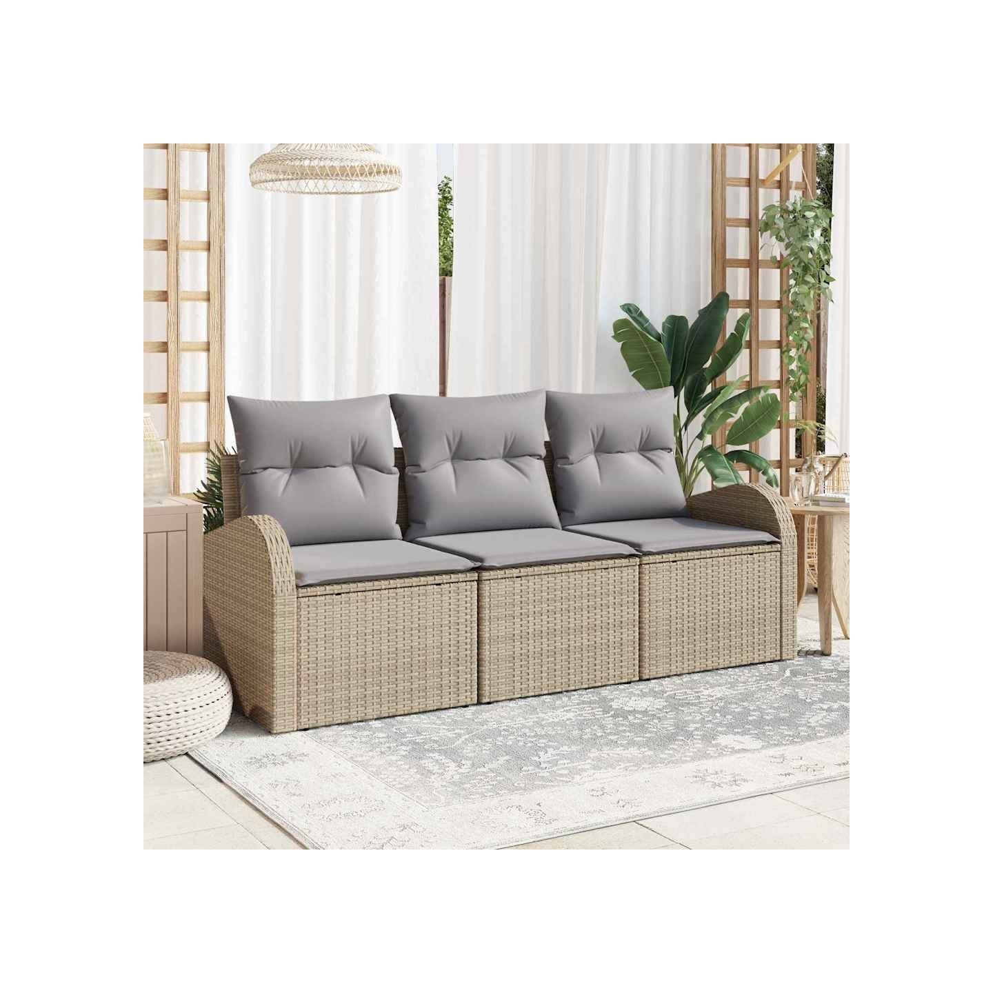 Ensemble de canapé de jardin 3 pc beige et gris clair
