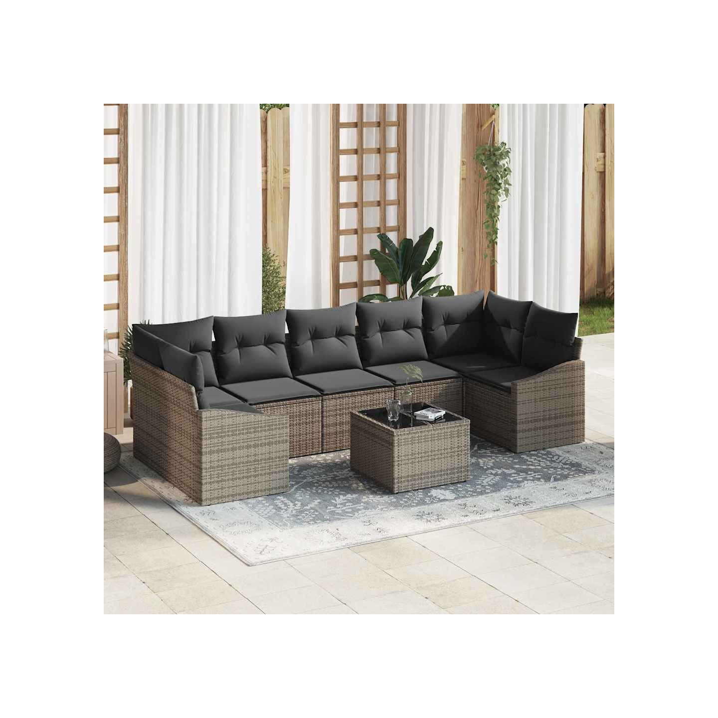 Ensemble de Canapés 8 pc Gris polyrotin
