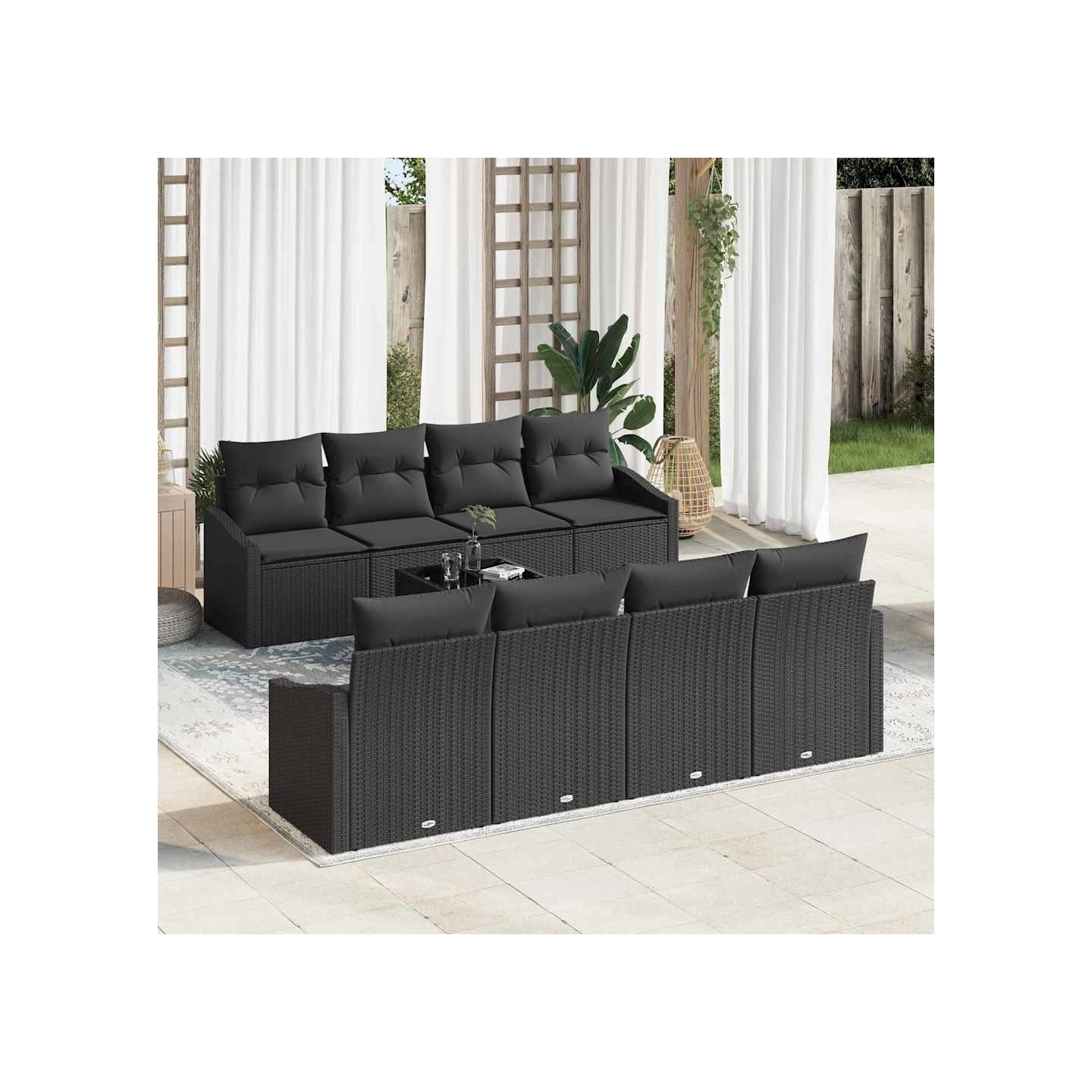 Ensemble de Canapés 7 pc Noir polyrotin
