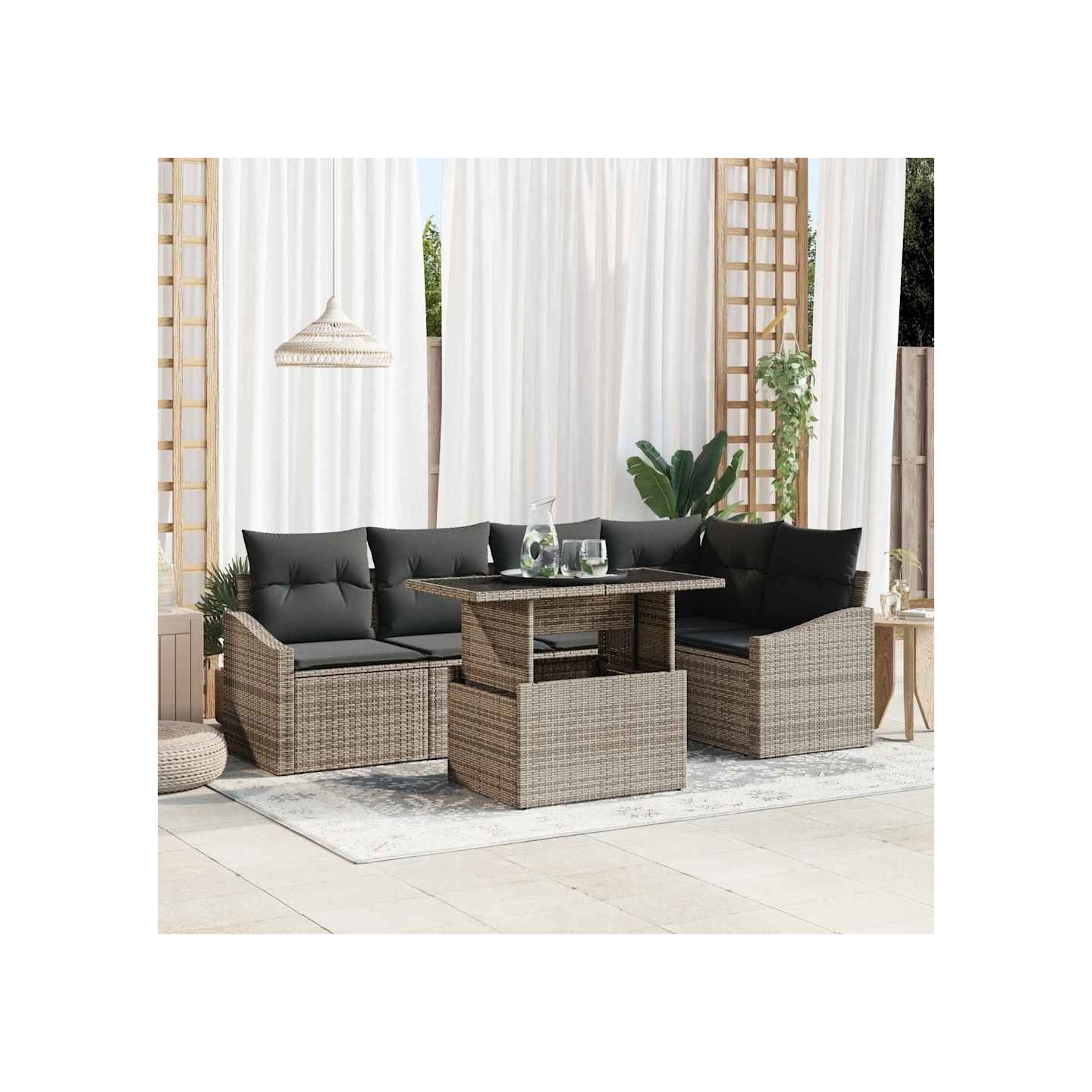 Ensemble de canapé de jardin 6 pc Gris
