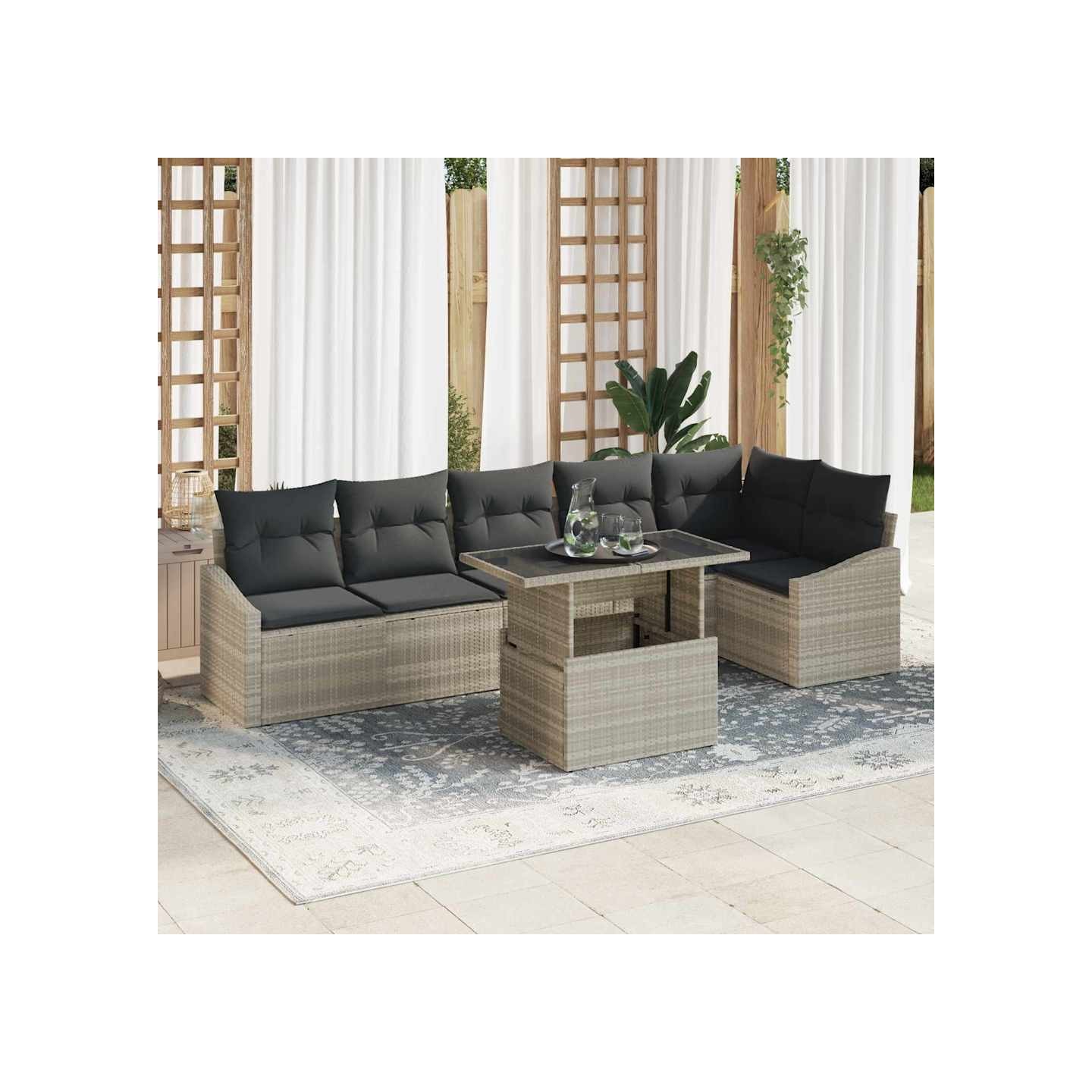 Ensemble de canapé de jardin 7 pc Gris clair et gris foncé