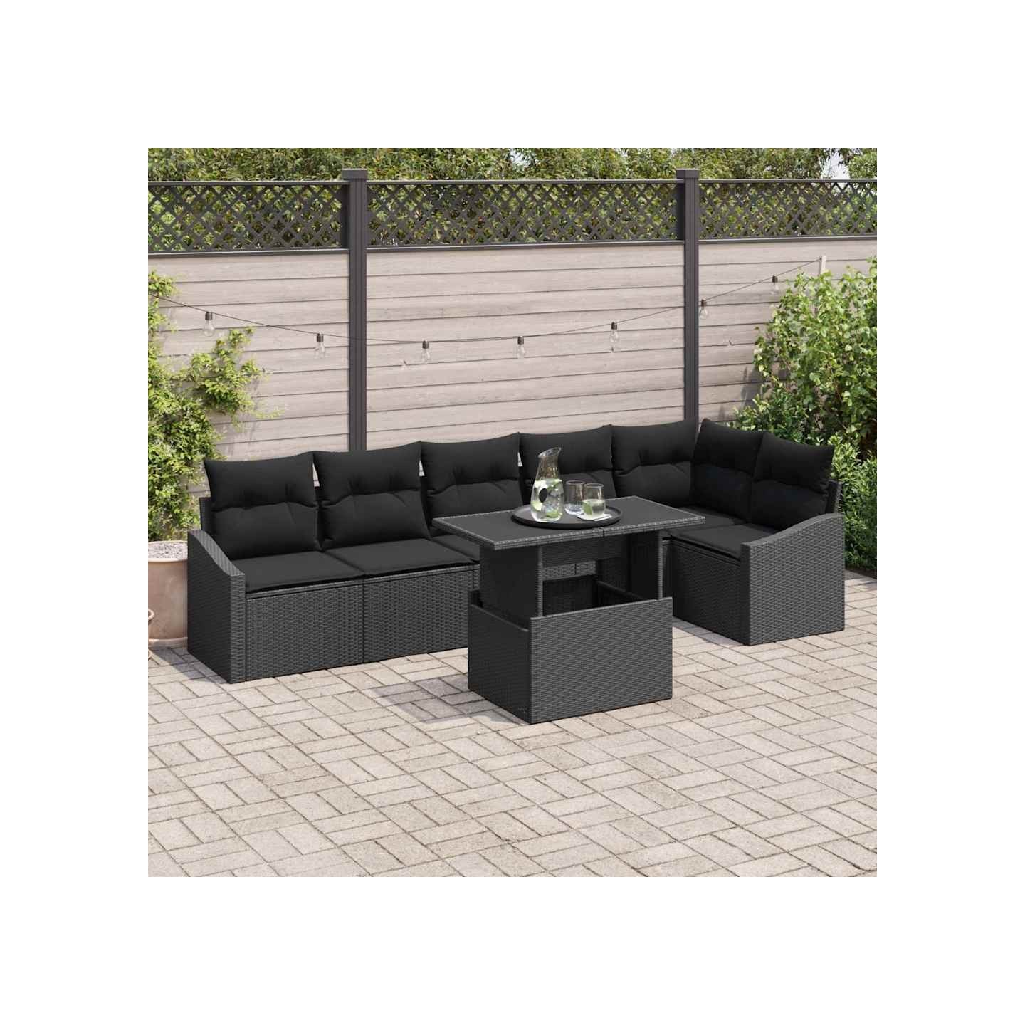 Ensemble de canapé de jardin 7 pc Noir