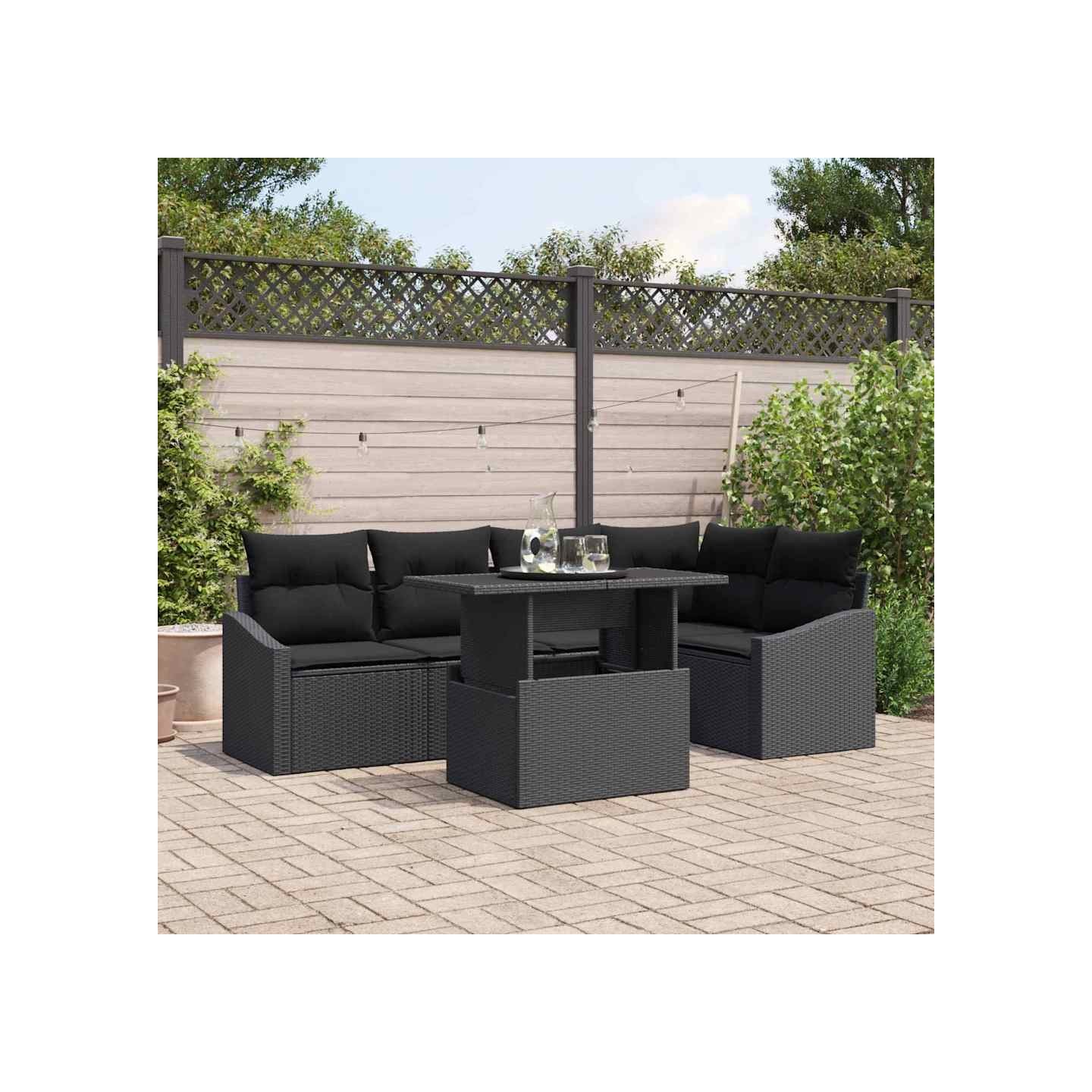 Ensemble de canapé de jardin 6 pc Noir