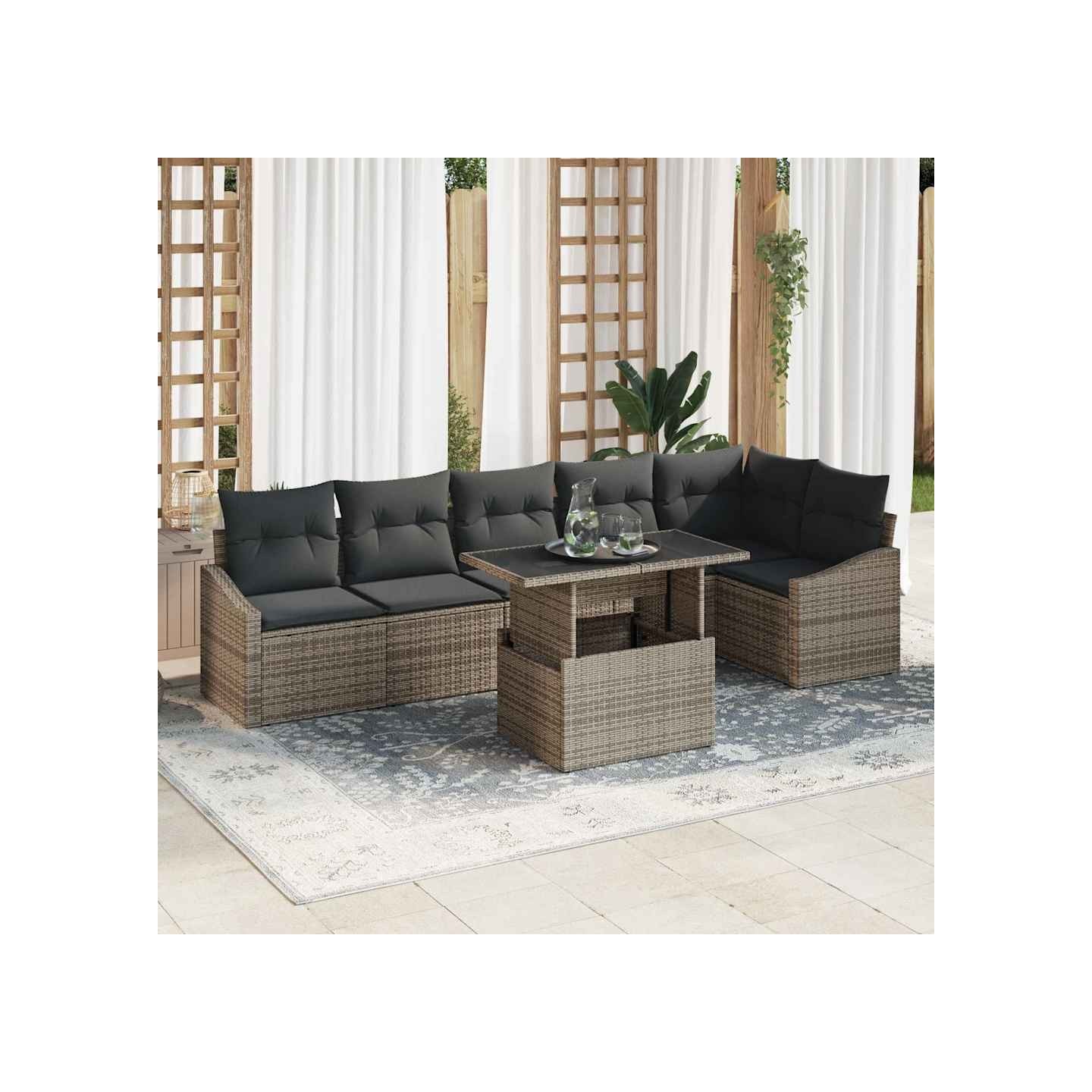 Ensemble de canapé de jardin 7 pc Gris