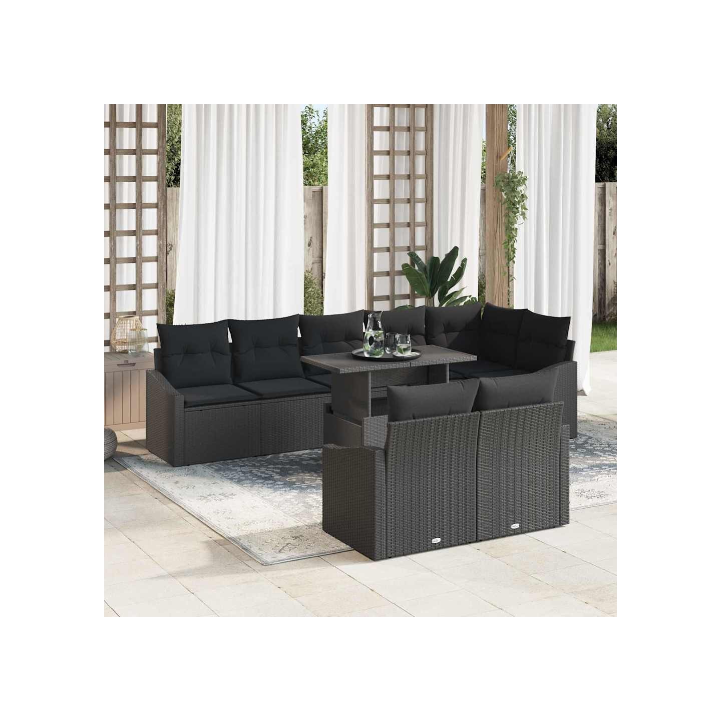 Ensemble de canapé de jardin 9 pc Noir