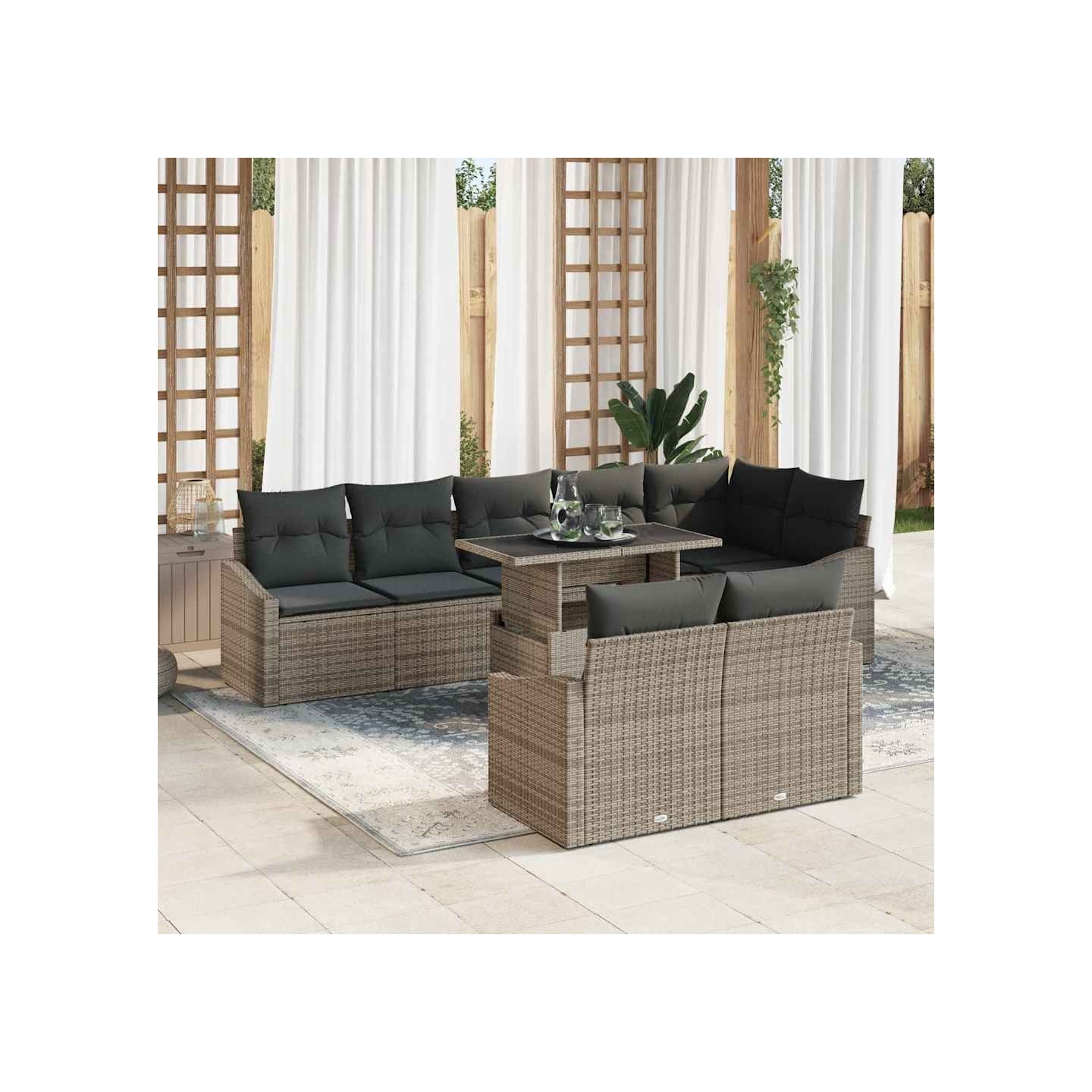 Ensemble de canapé de jardin 9 pc Gris