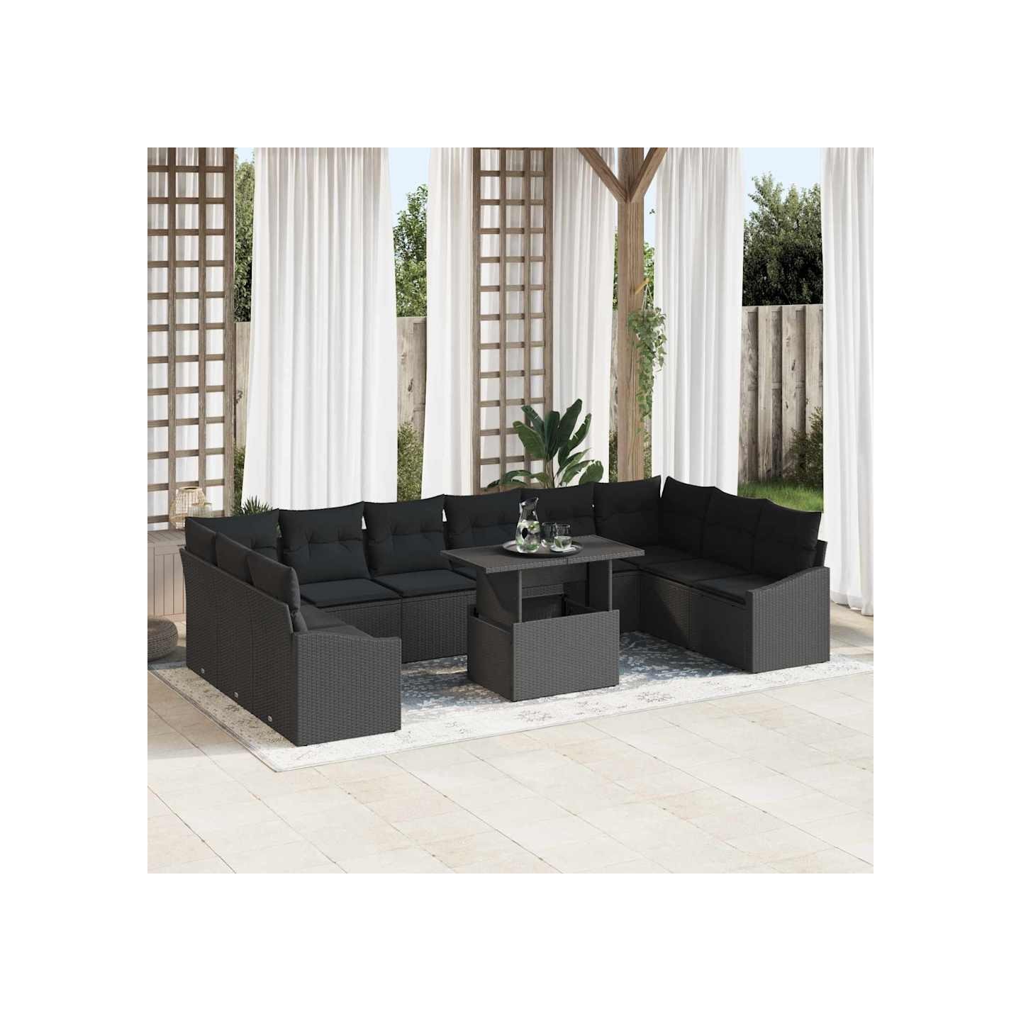 Ensemble de canapé de jardin 11 pc Noir