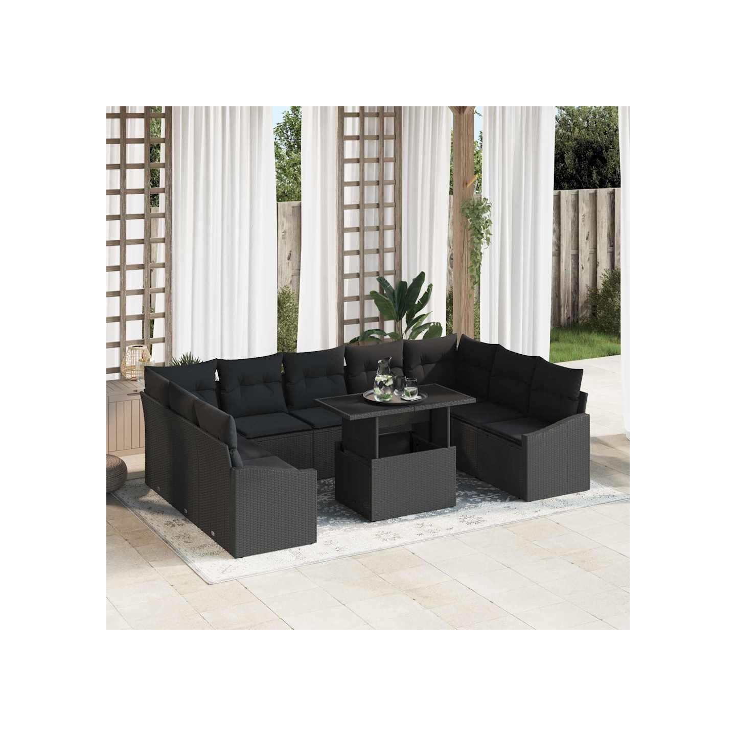 Ensemble de canapé de jardin 10 pc Noir