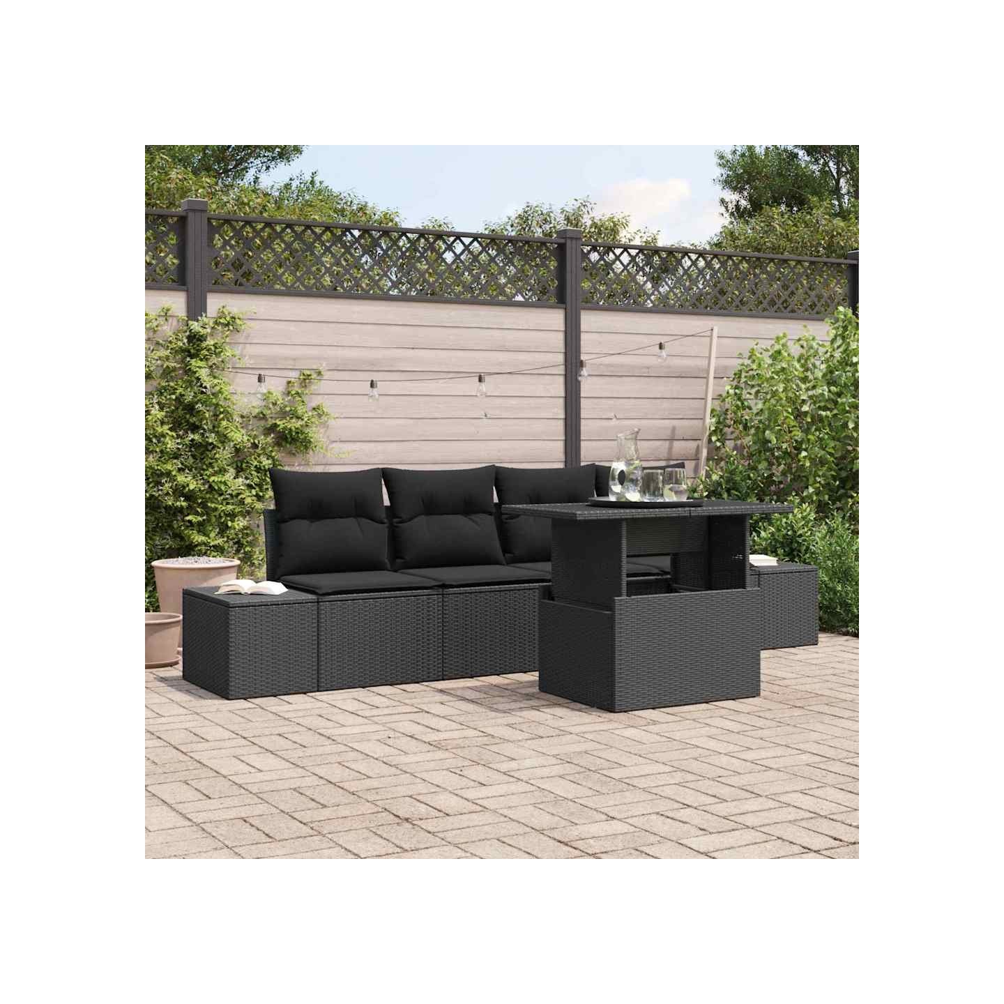 Ensemble de canapé de jardin 5 pc Noir