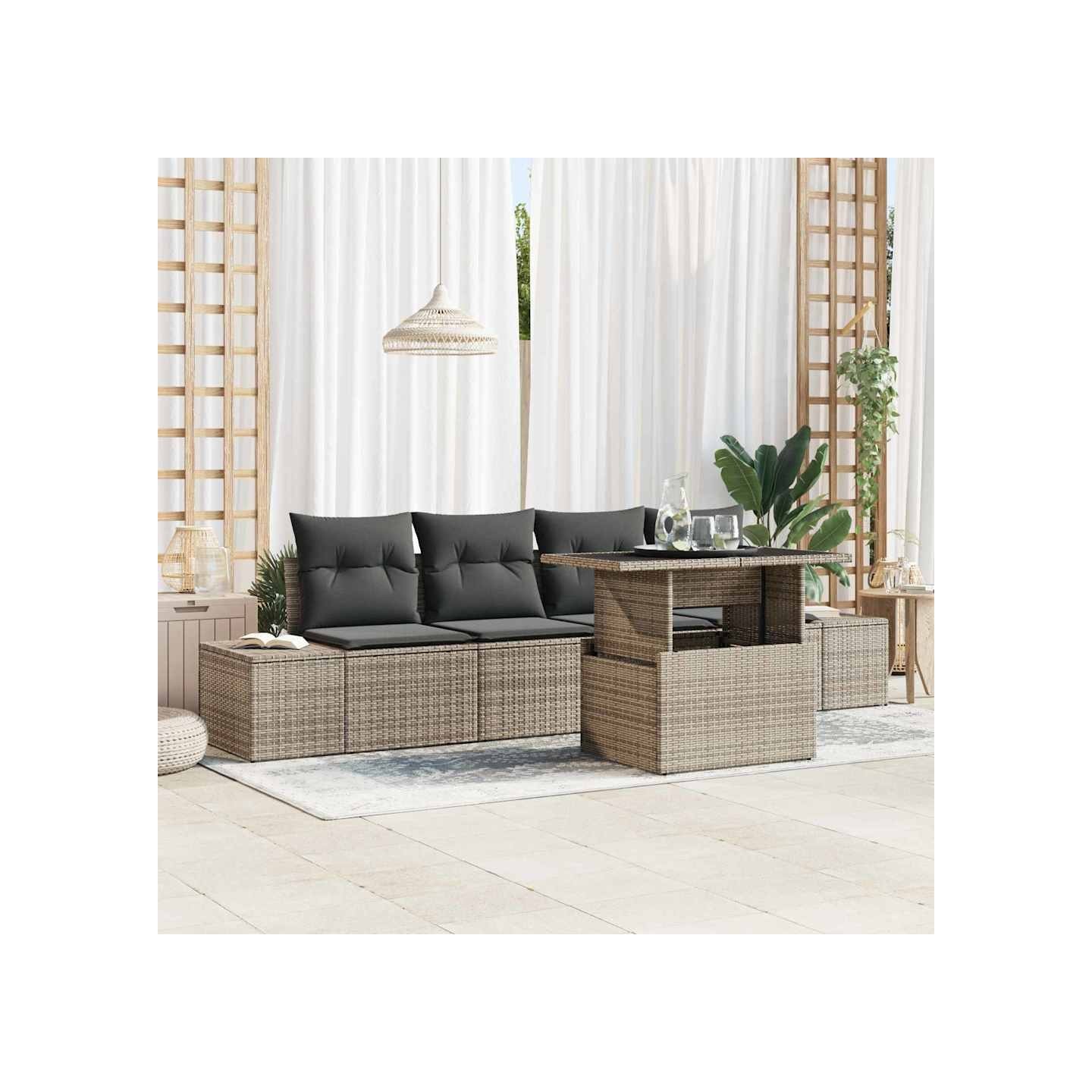 Ensemble de canapé de jardin 5 pc Gris