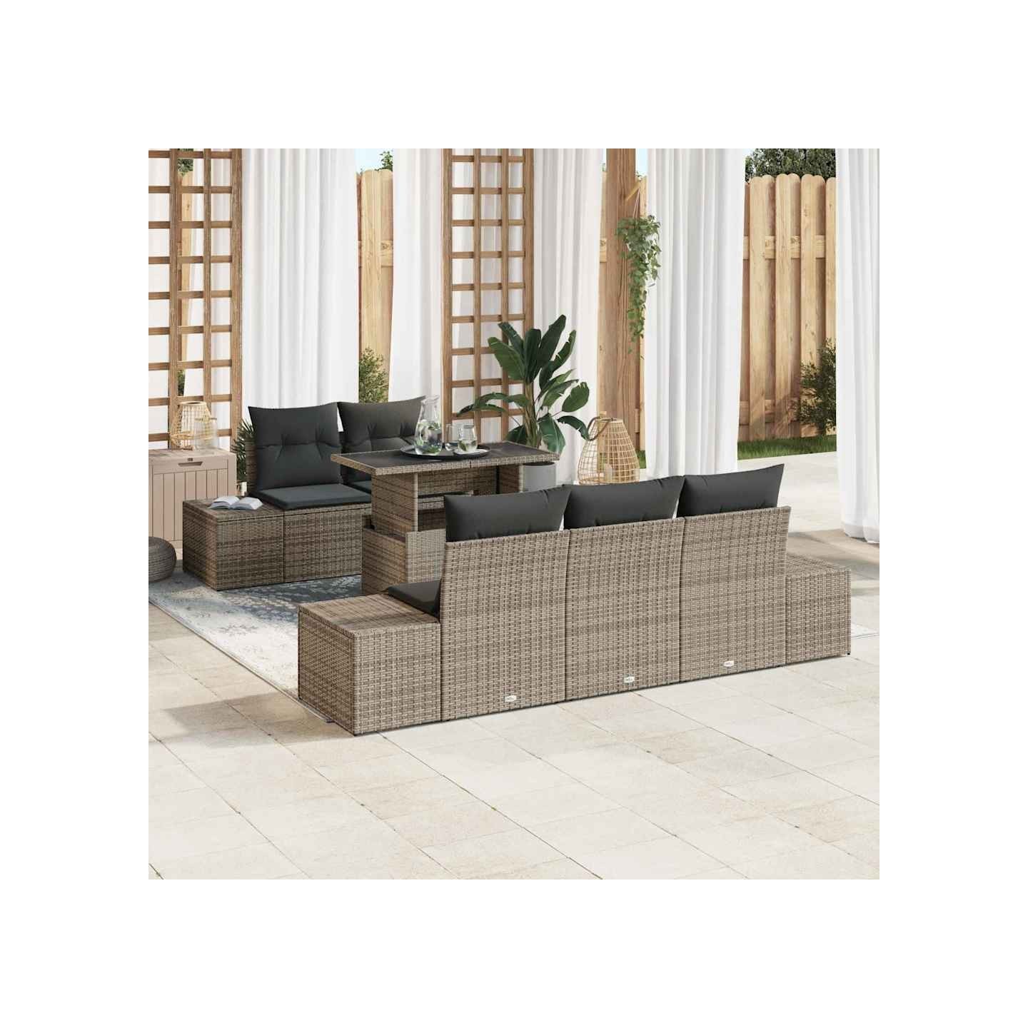 Ensemble de canapé de jardin 6 pc Gris