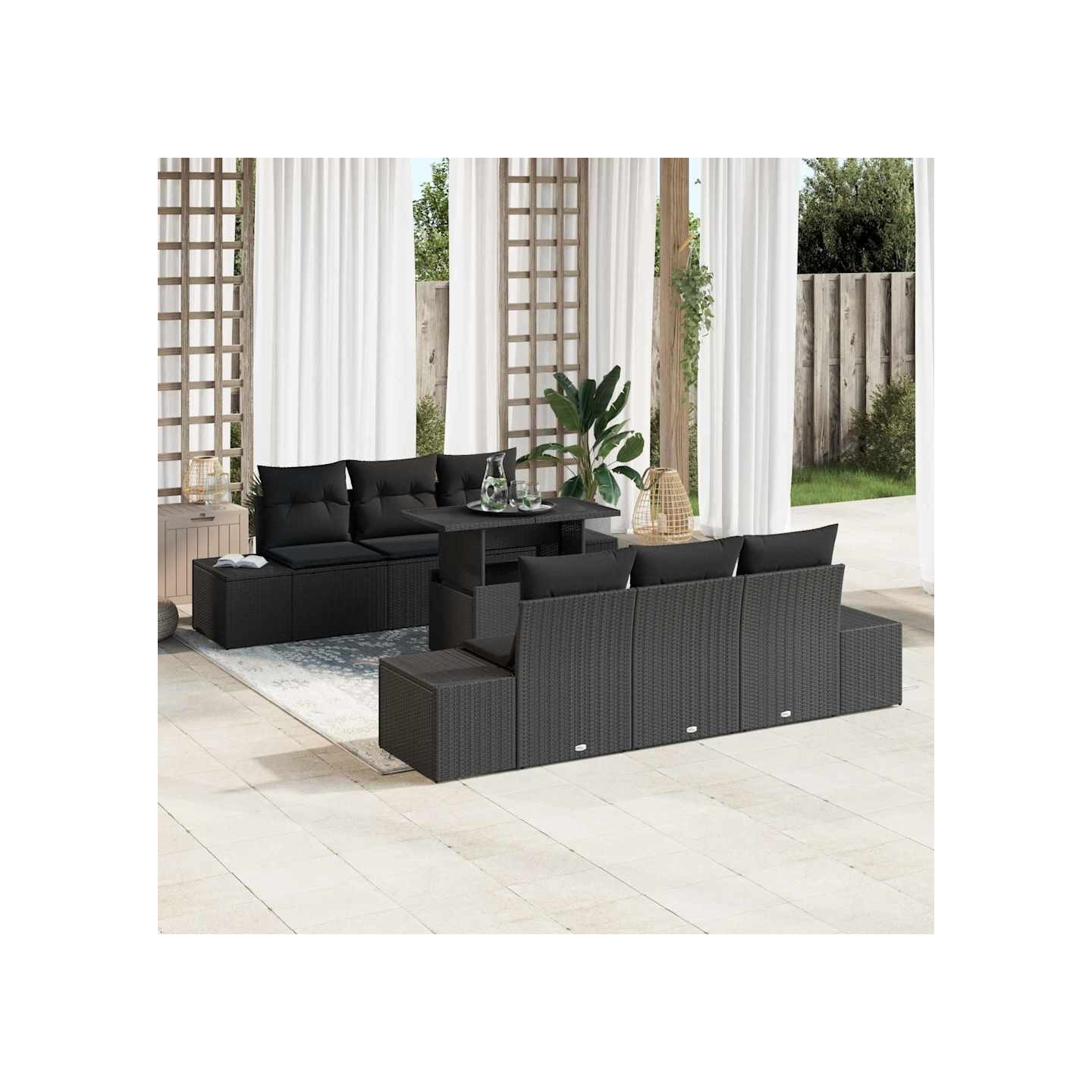 Ensemble de canapé de jardin 7 pc Noir