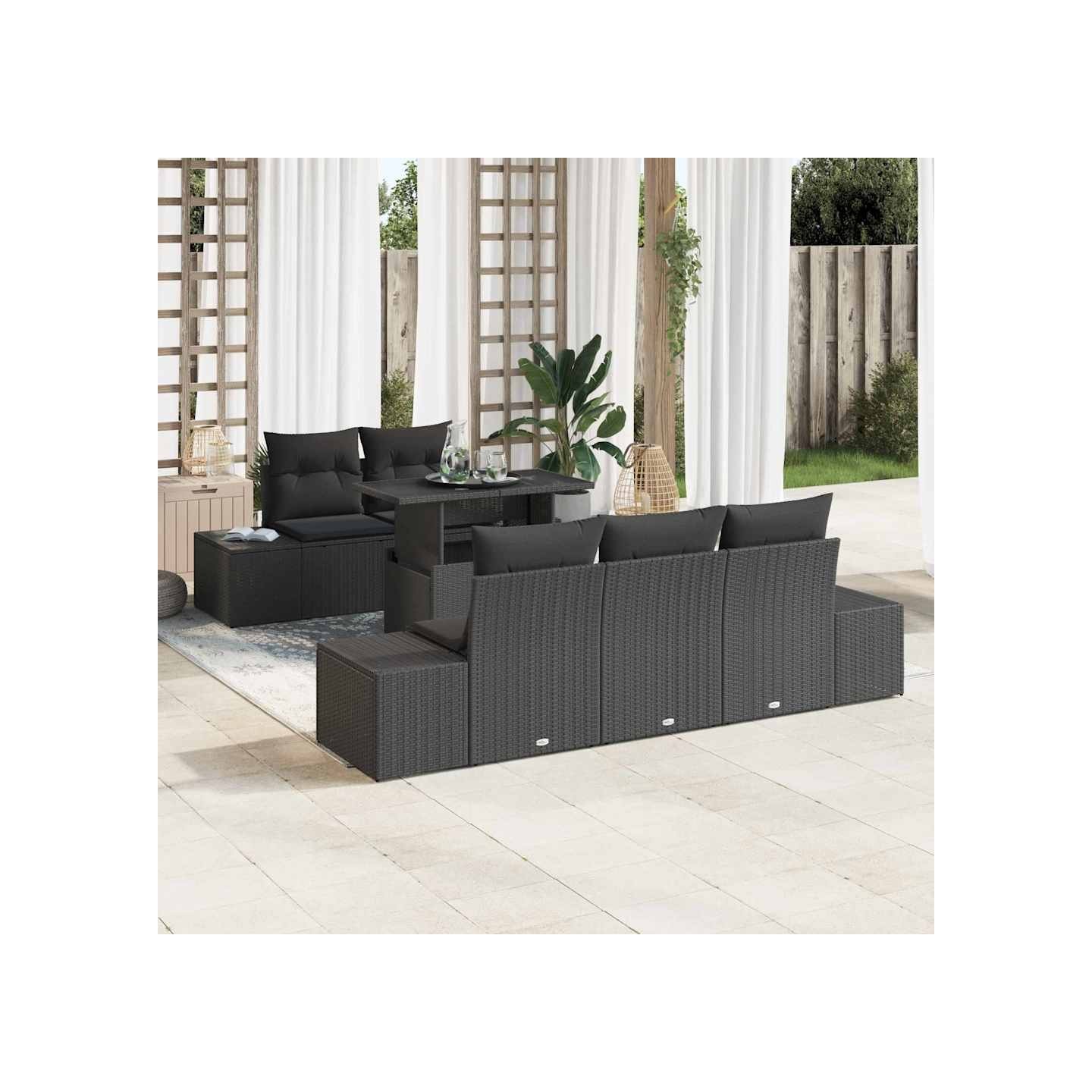 Ensemble de canapé de jardin 6 pc Noir