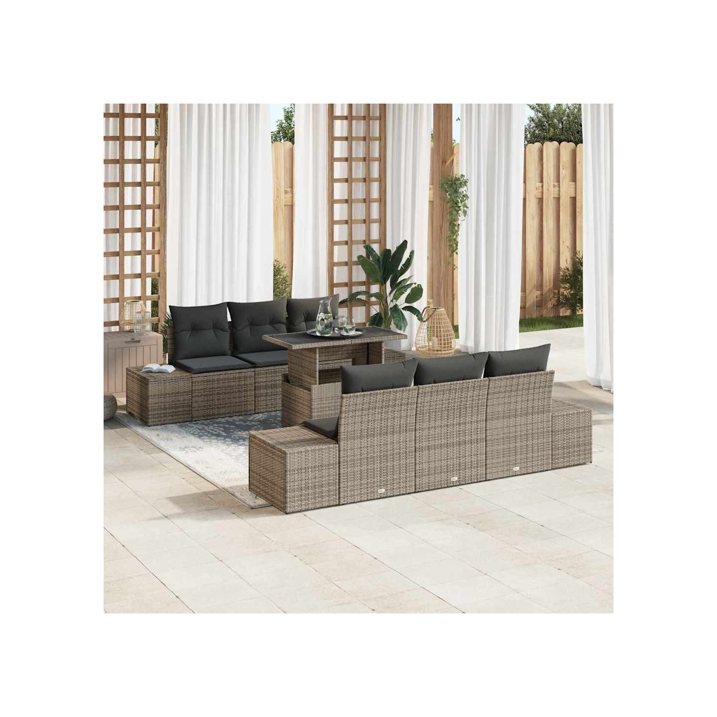 Ensemble de canapé de jardin 7 pc Gris