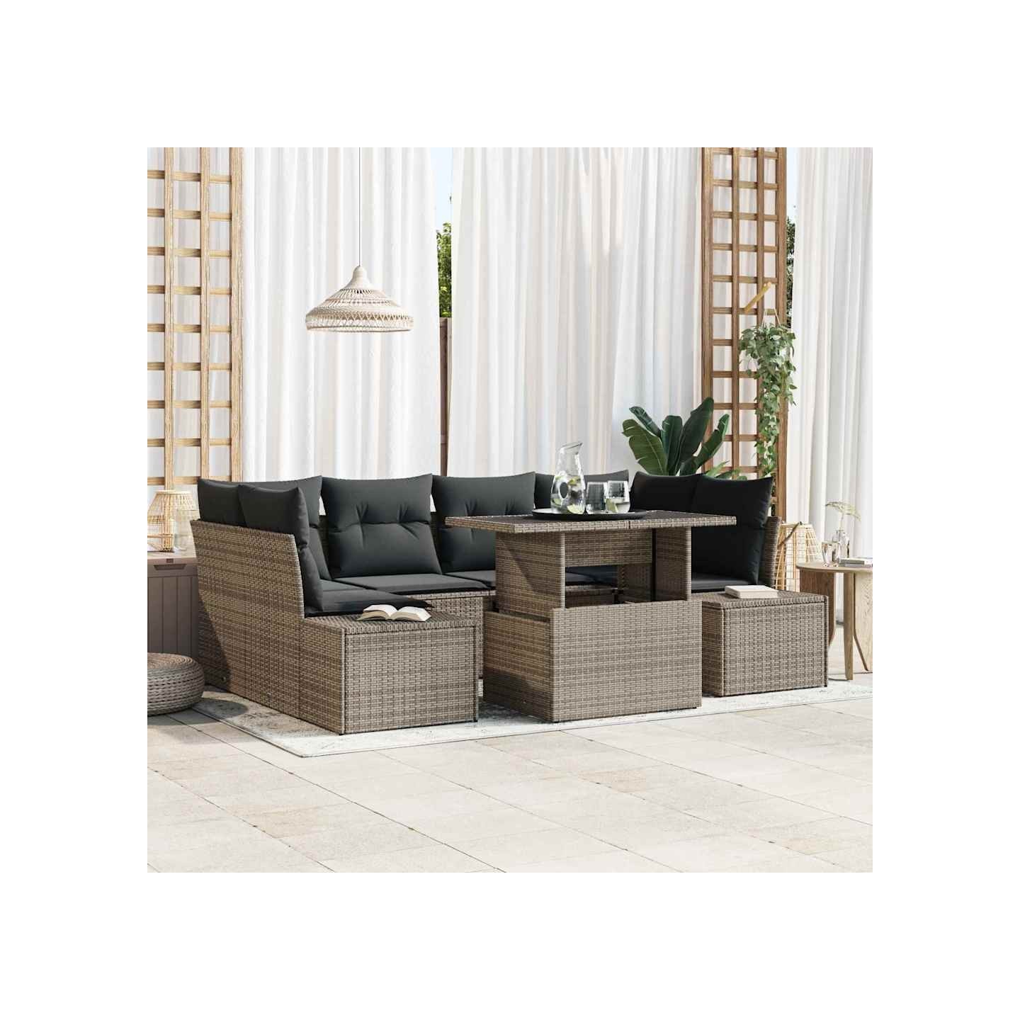 Ensemble de canapé de jardin 7 pc Gris