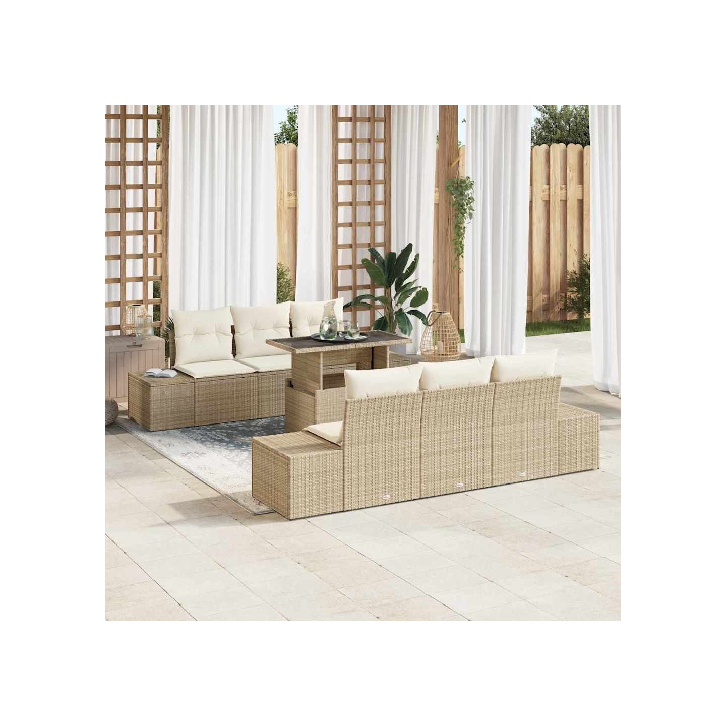 Ensemble de canapé de jardin 7 pc Beige et crème