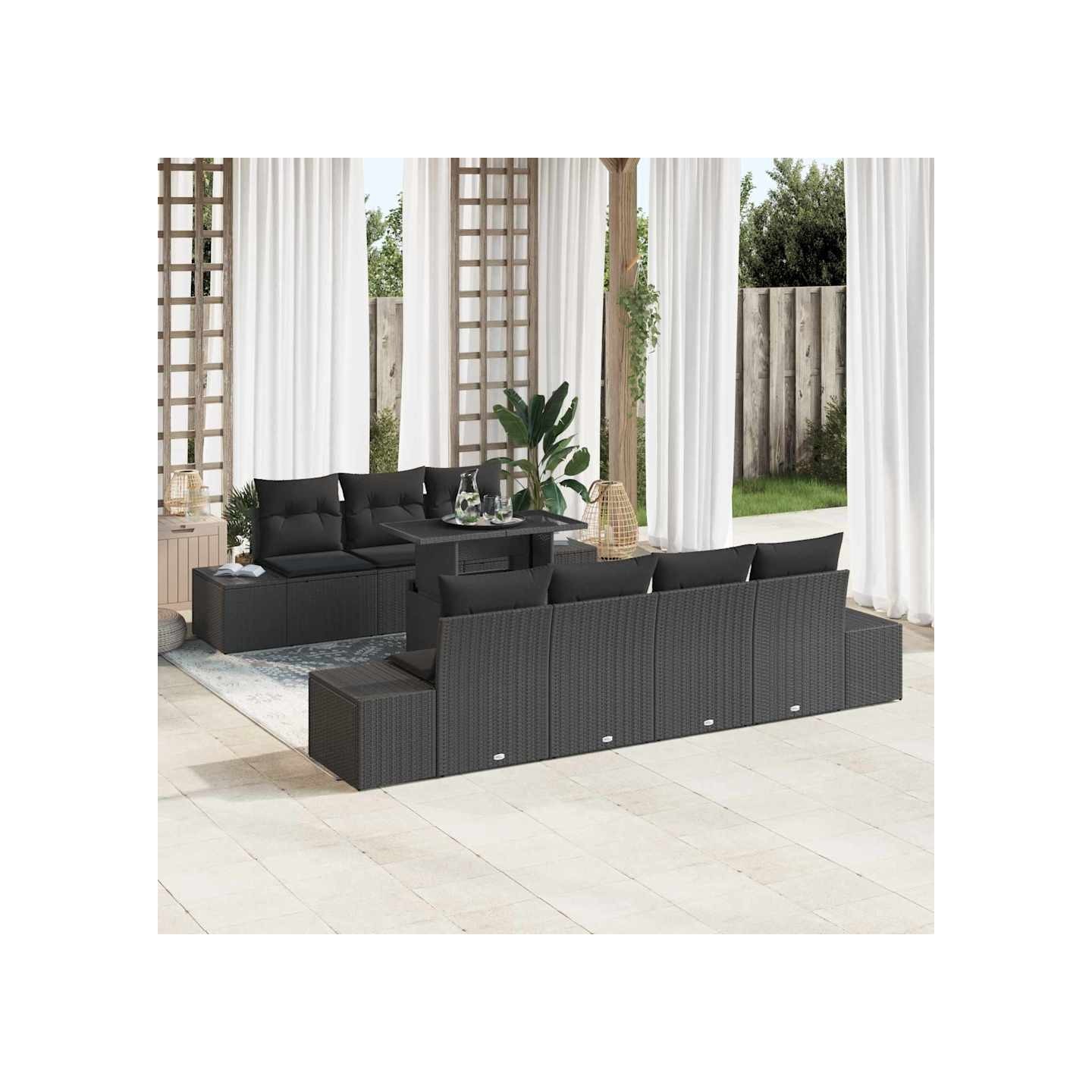 Ensemble de canapé de jardin 8 pc Noir