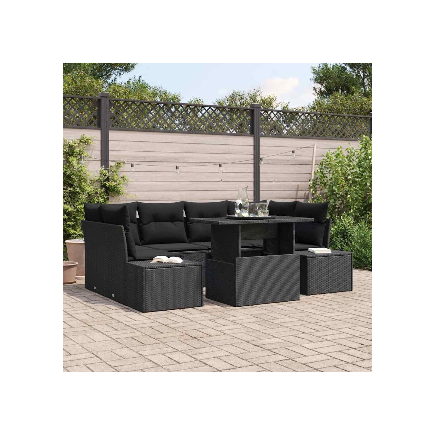 Ensemble de canapé de jardin 7 pc Noir