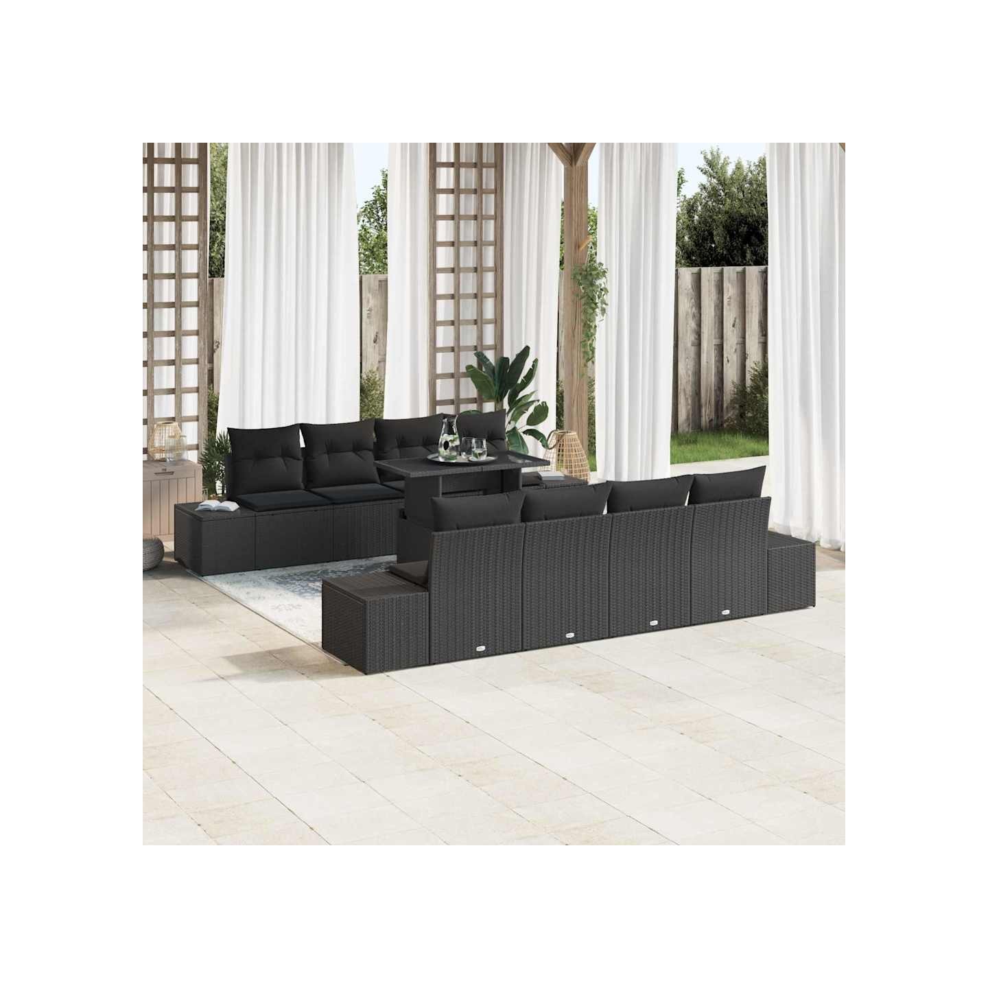 Ensemble de canapé de jardin 9 pc Noir