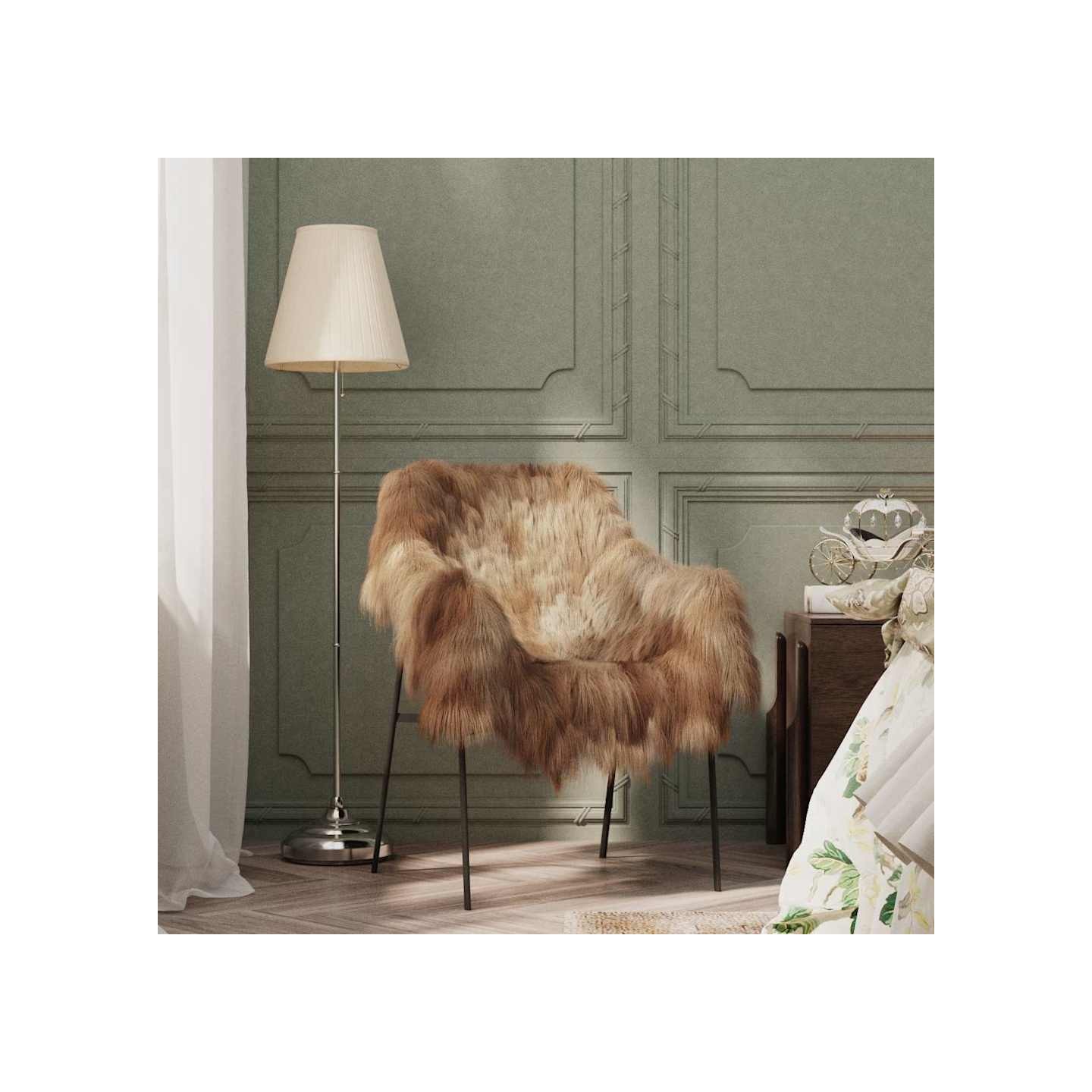 Housse de chaise en peau de mouton islandaise Marron 70x110 cm