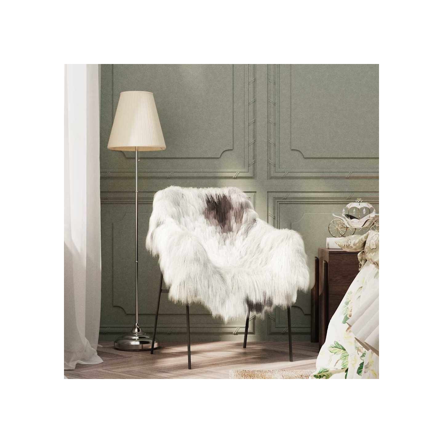 Peau de mouton Couleur mélangée (60-70)x(90-100) cm