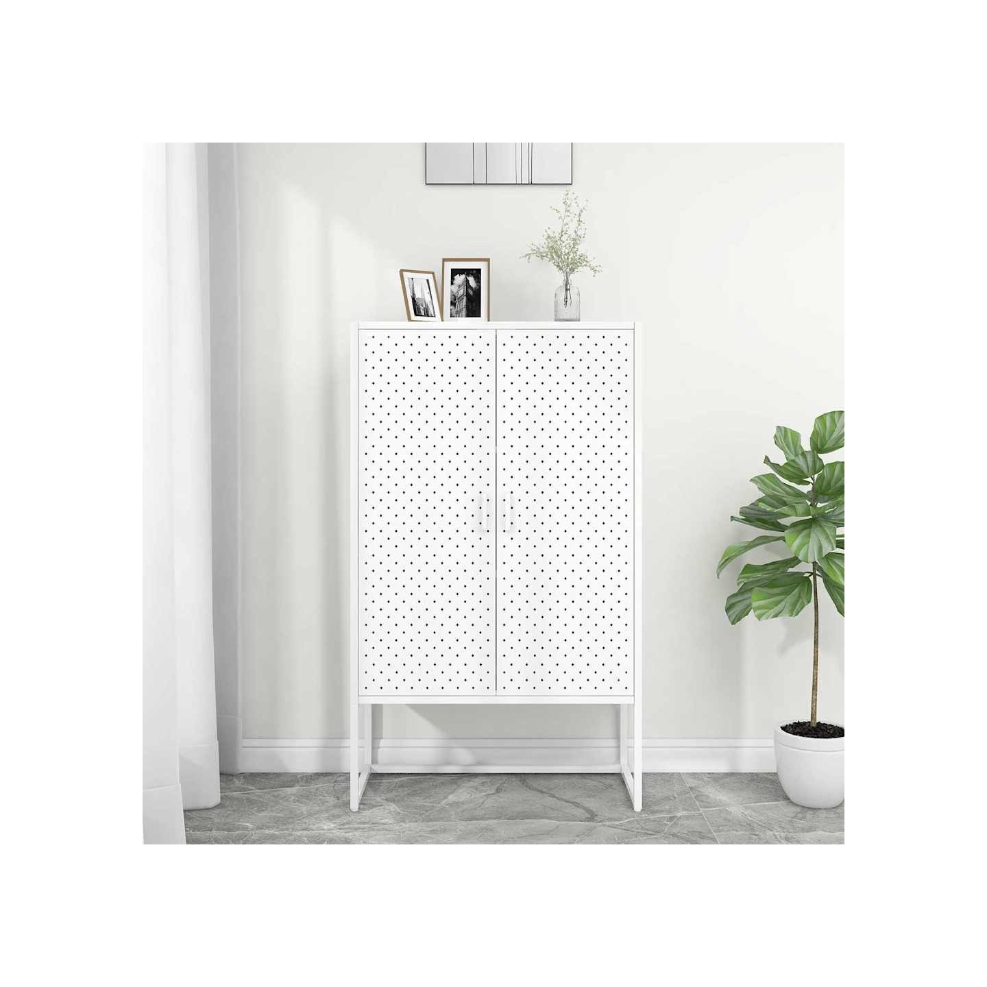 Buffet haut Blanc 80x35x135 cm Acier