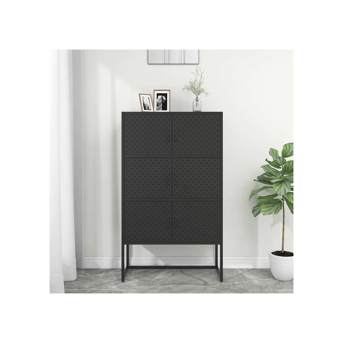 Buffet haut Noir 80x35x135 cm Acier