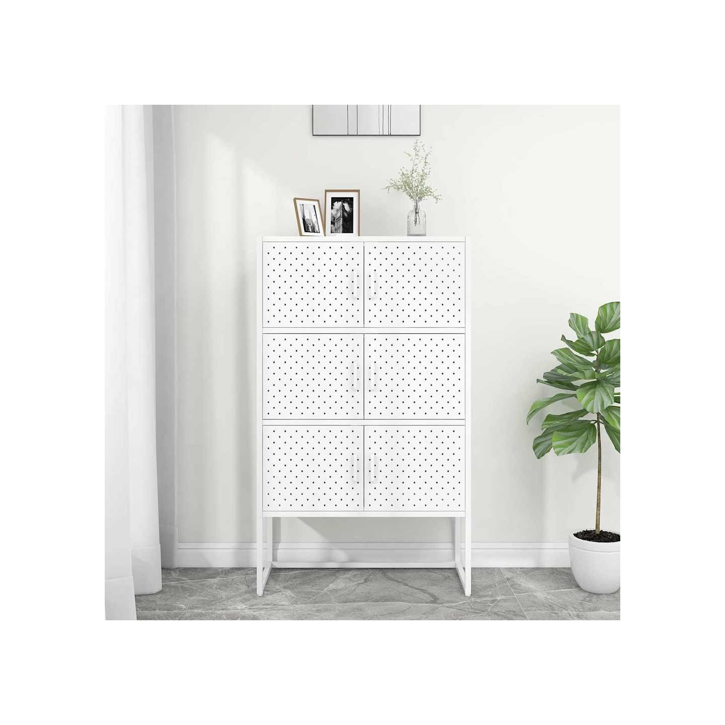 Buffet haut Blanc 80x35x135 cm Acier
