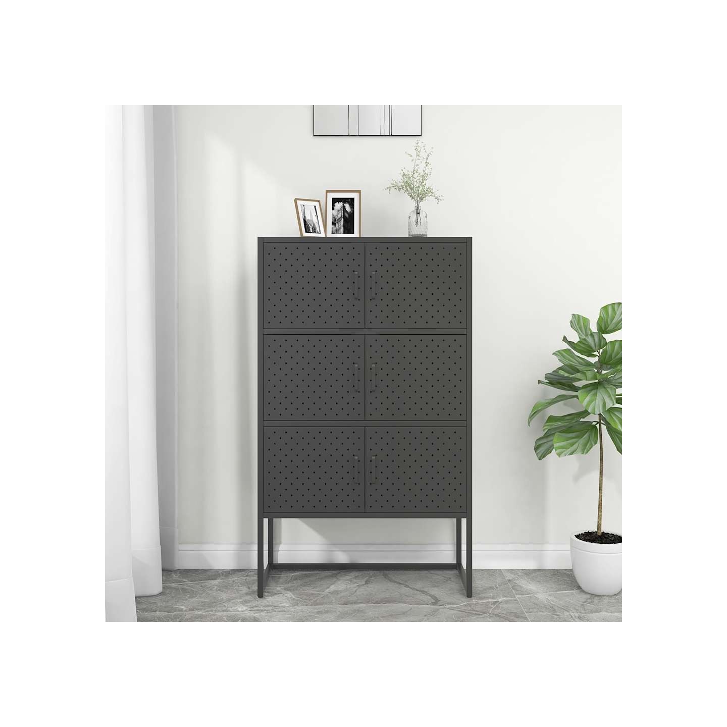 Buffet haut Anthracite 80x35x135 cm Acier