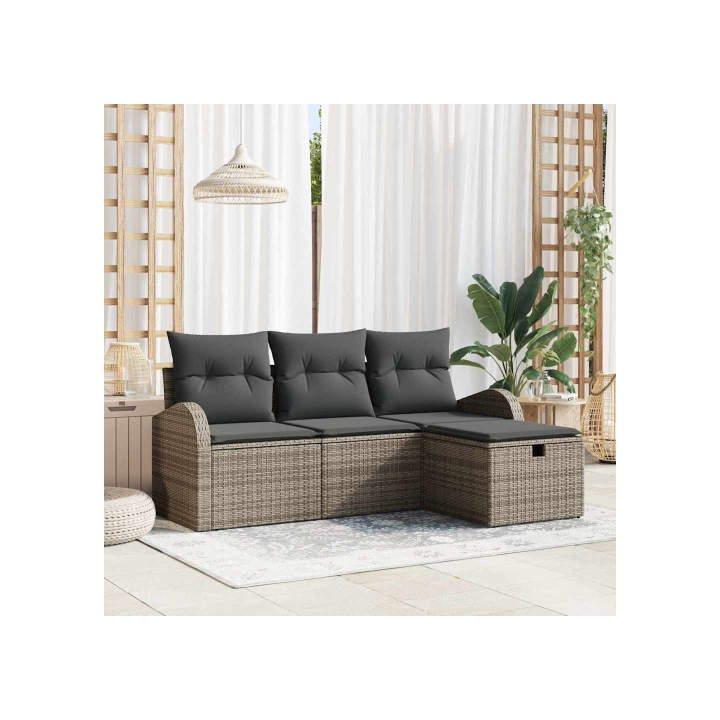 Ensemble de Canapés 4 pc Gris polyrotin