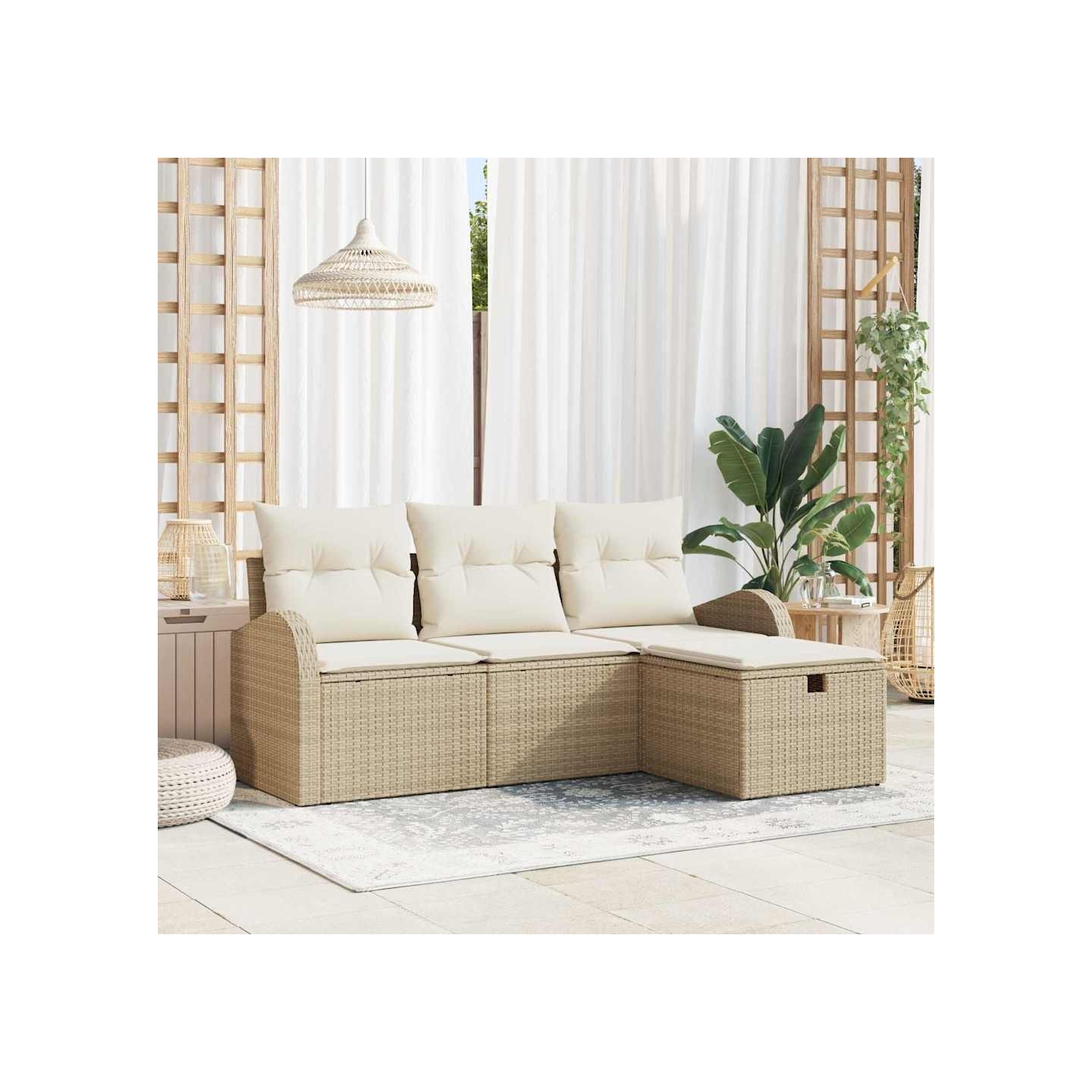 Ensemble de Canapés 4 pc Beige et crème polyrotin