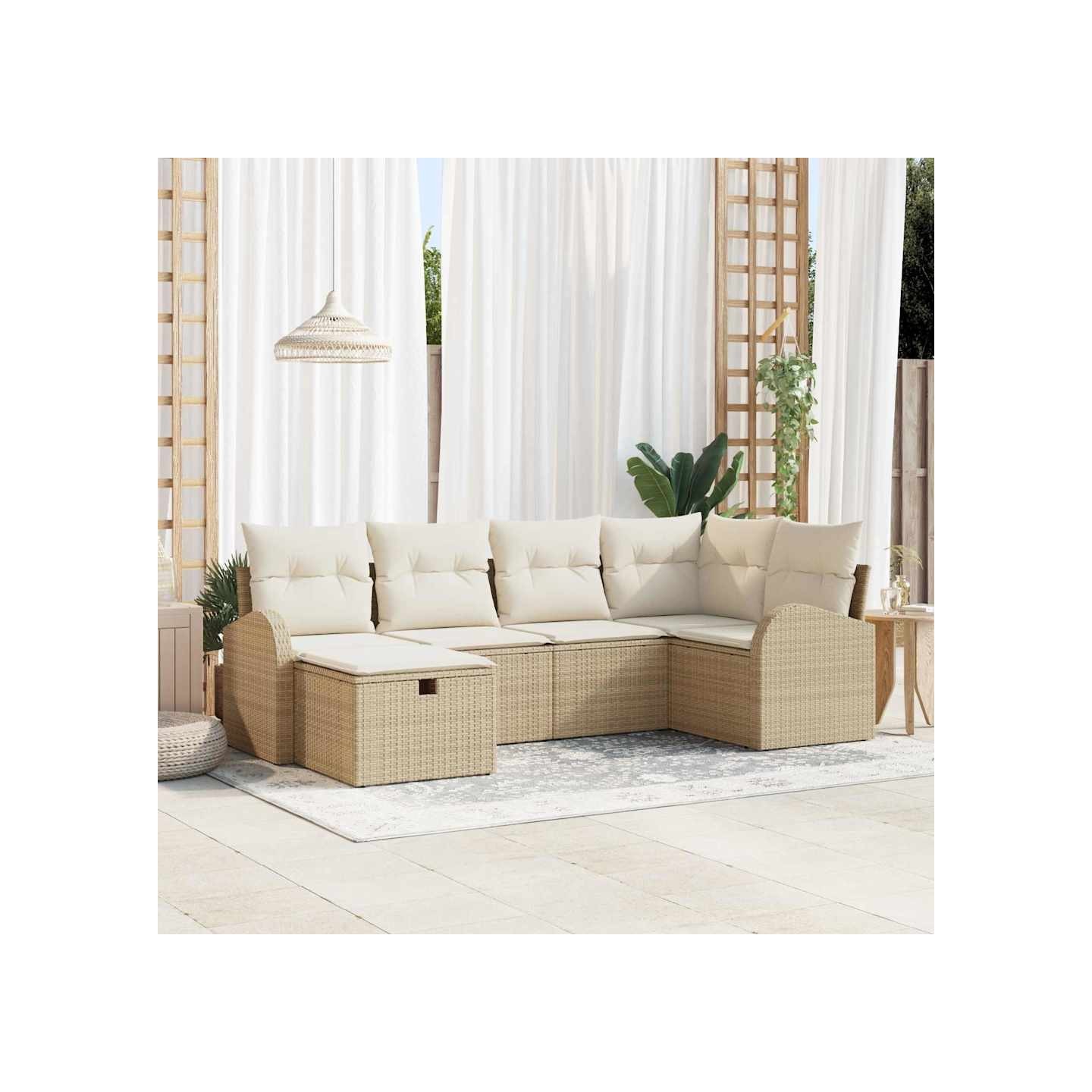 Ensemble de Canapés 6 pc Beige et crème polyrotin