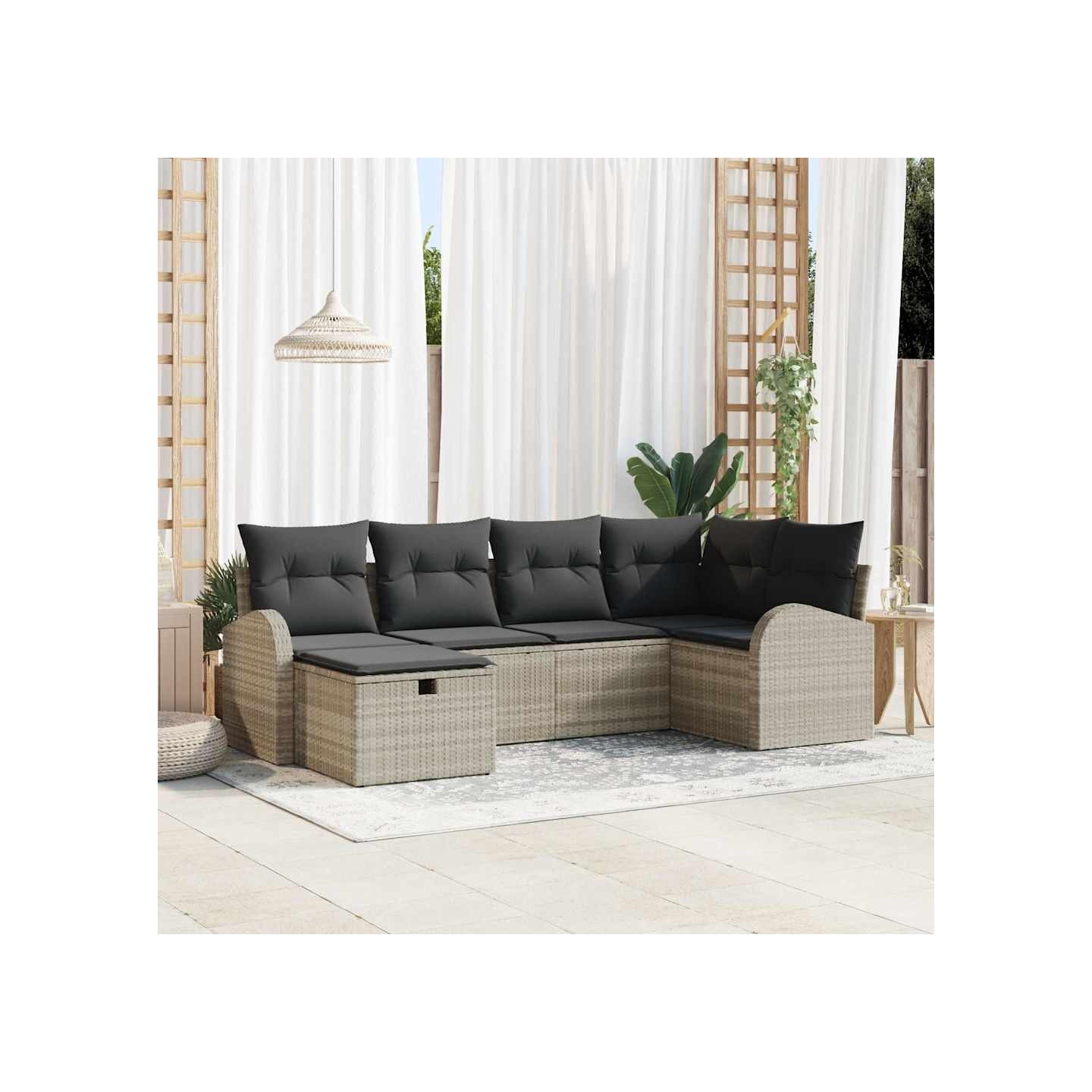 Ensemble de Canapés 6 pc Gris clair polyrotin