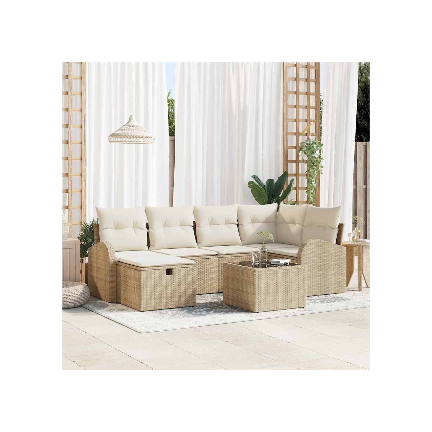 Ensemble de Canapés 7 pc Beige et crème polyrotin