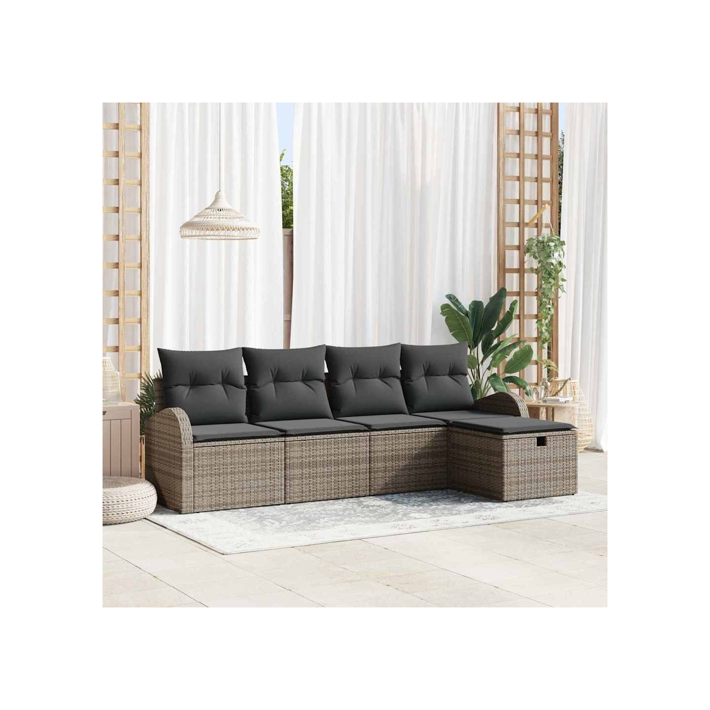 Ensemble de Canapés avec coussin avec stockage Gris polyrotin