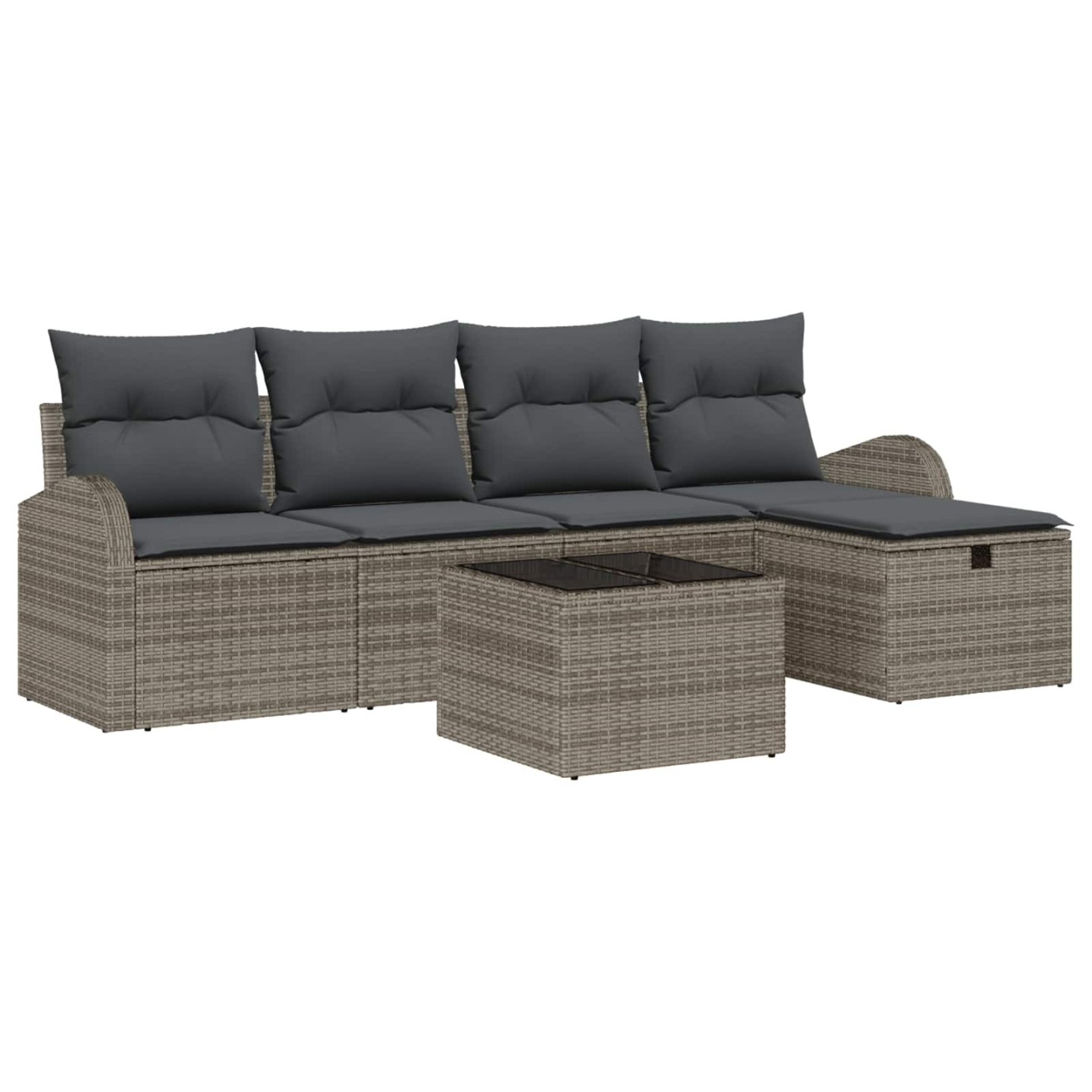 Ensemble de Canapés avec coussin avec stockage Gris polyrotin