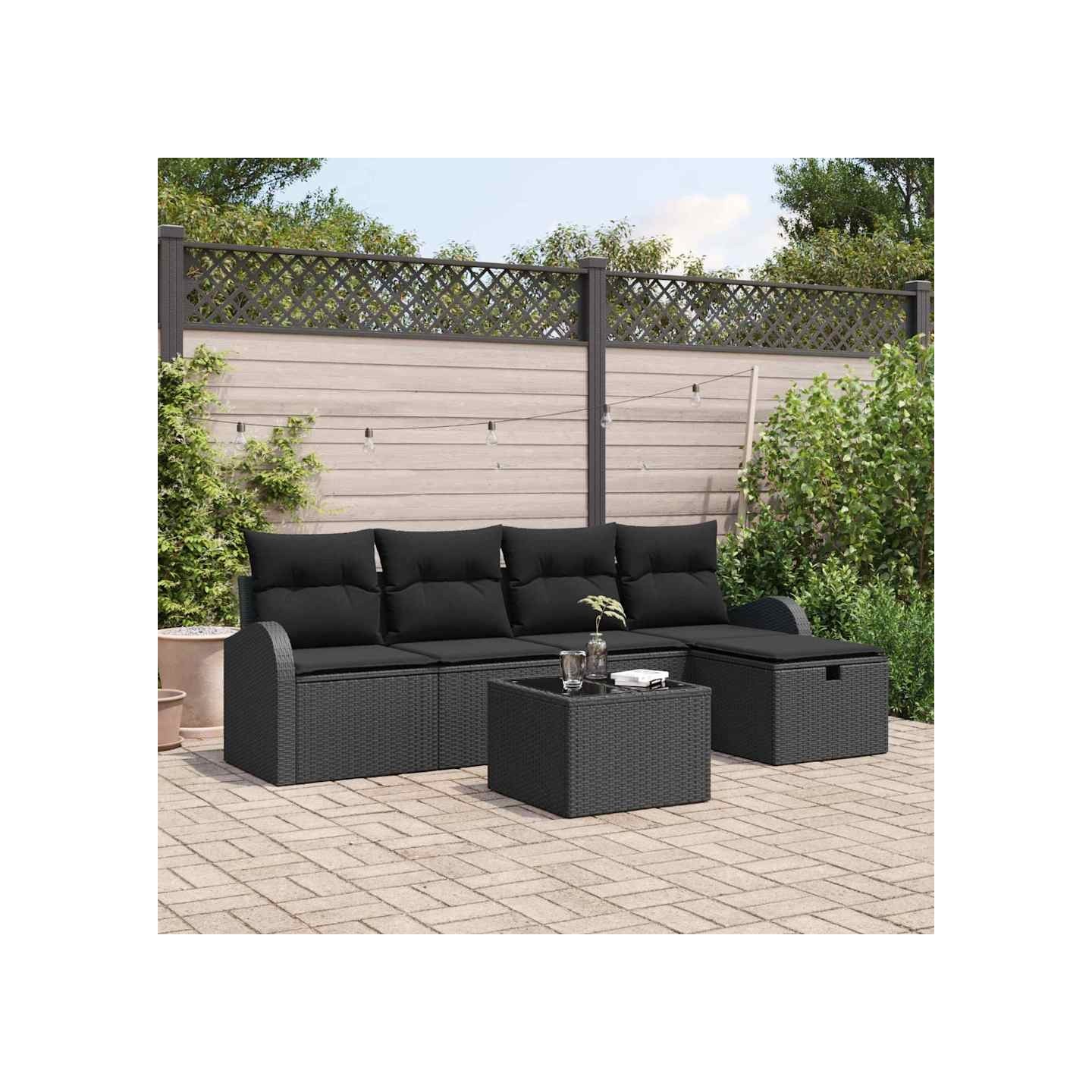 Ensemble de Canapés 6 pc Noir polyrotin