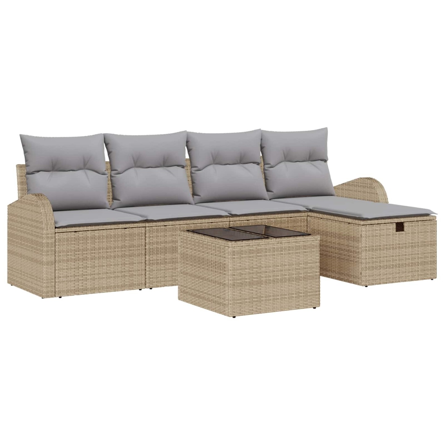 Ensemble de Canapés 6 pc Beige et Gris clair polyrotin