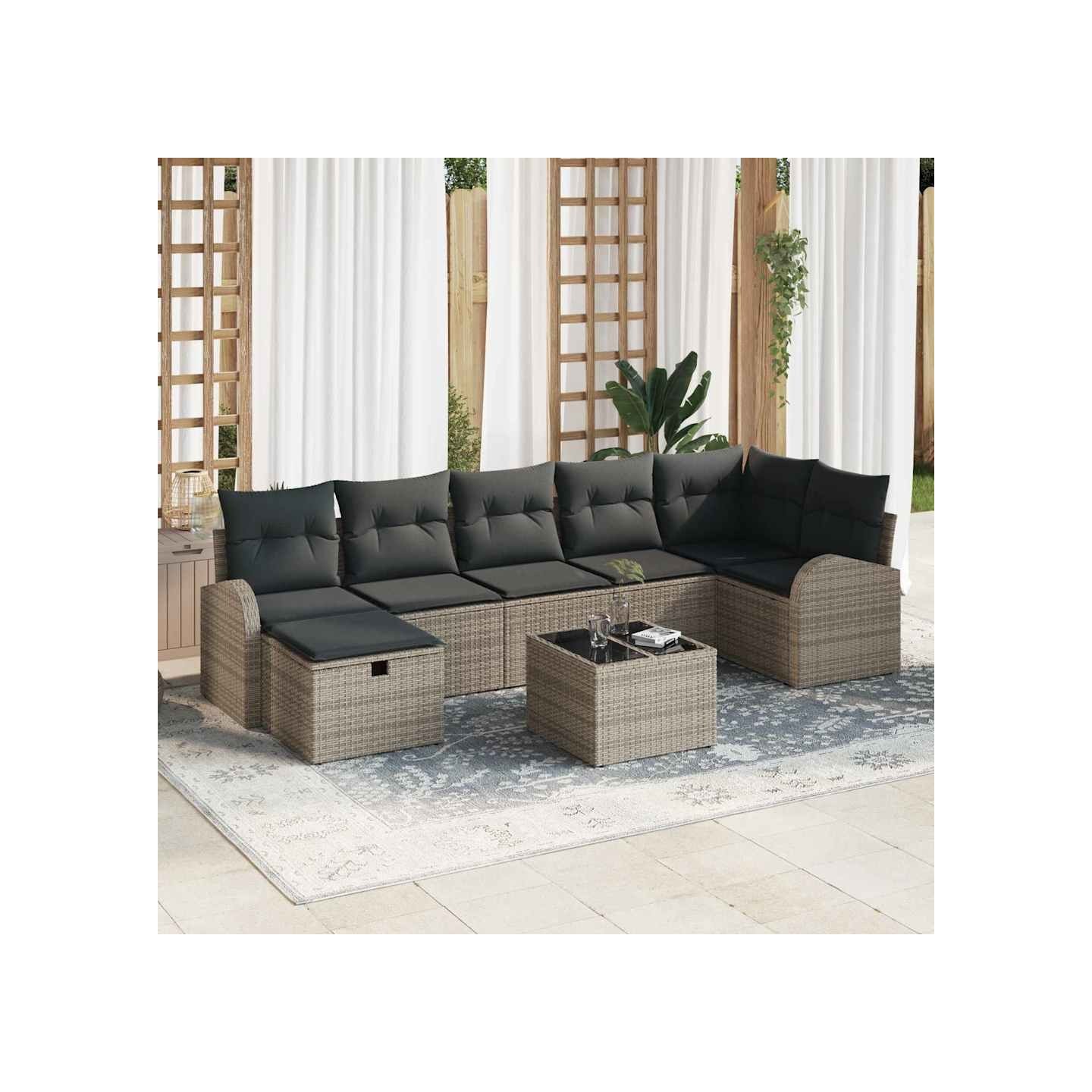 Ensemble de Canapés 8 pc Gris polyrotin
