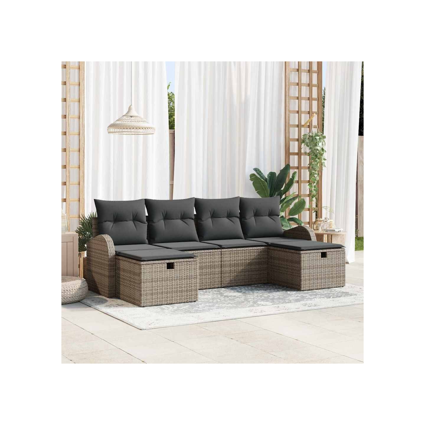 Ensemble de Canapés 6 pc Gris polyrotin
