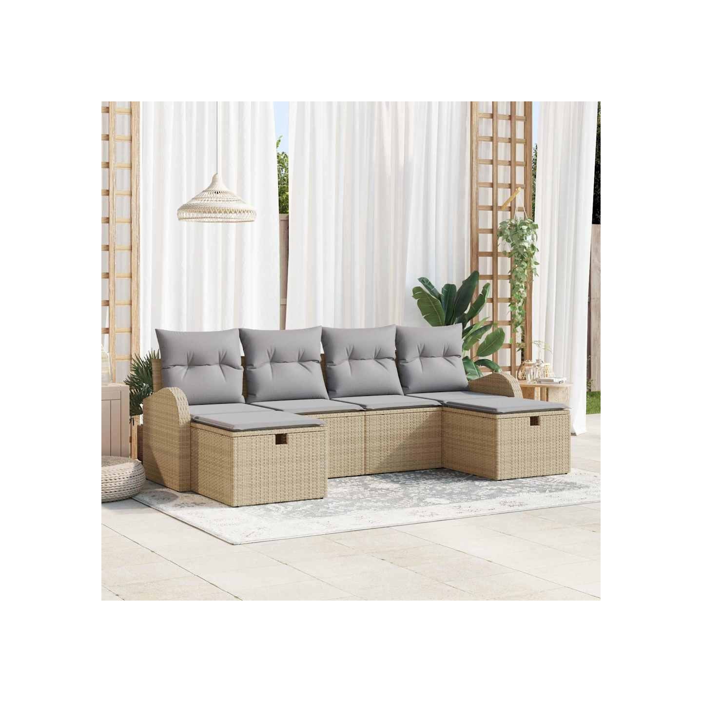 6 pc Beige et Gris clair