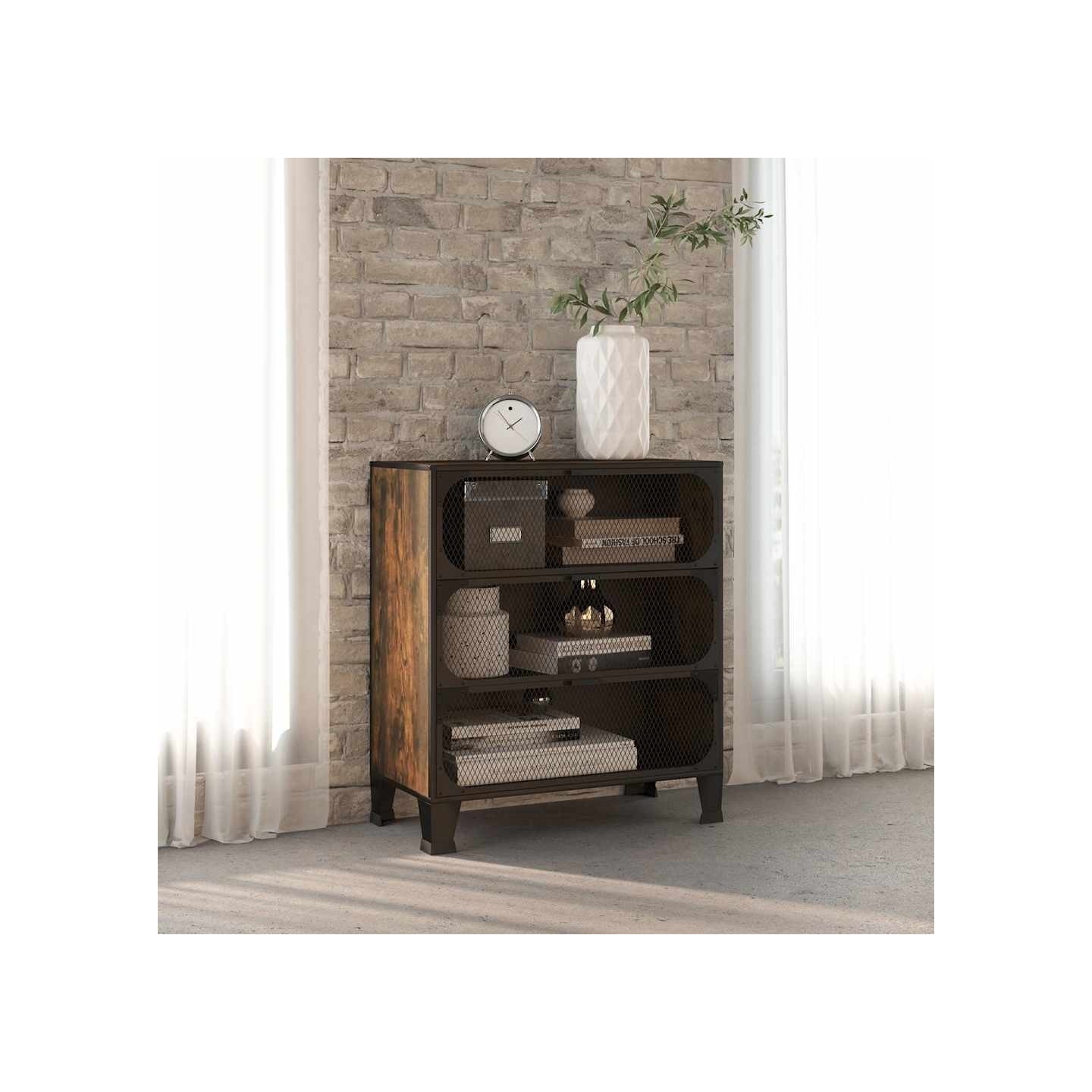 Armoire de rangement Marron rustique 72x36x82 cm Métal et MDF