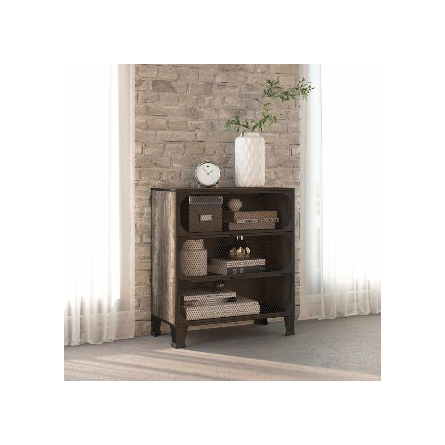 Armoire de rangement Gris 72x36x82 cm Métal et MDF