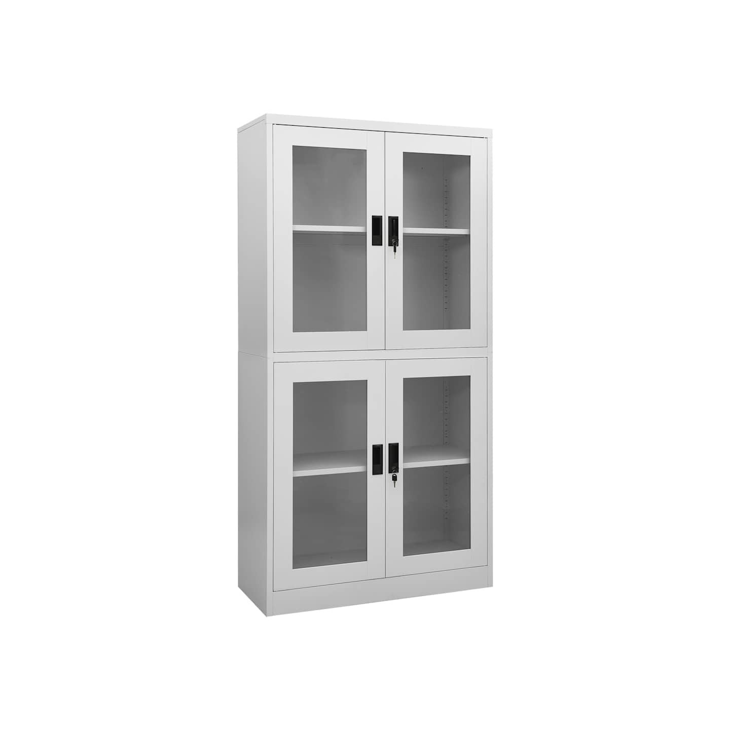 Armoire de bureau Gris clair 90x40x180 cm Acier et verre trempé