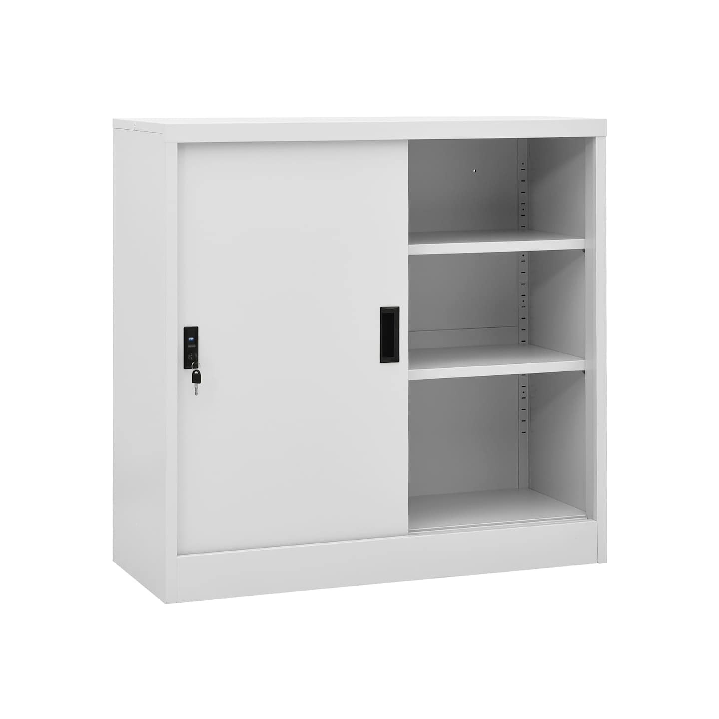 Armoire de bureau porte coulissante Gris clair 90x40x90cm Acier