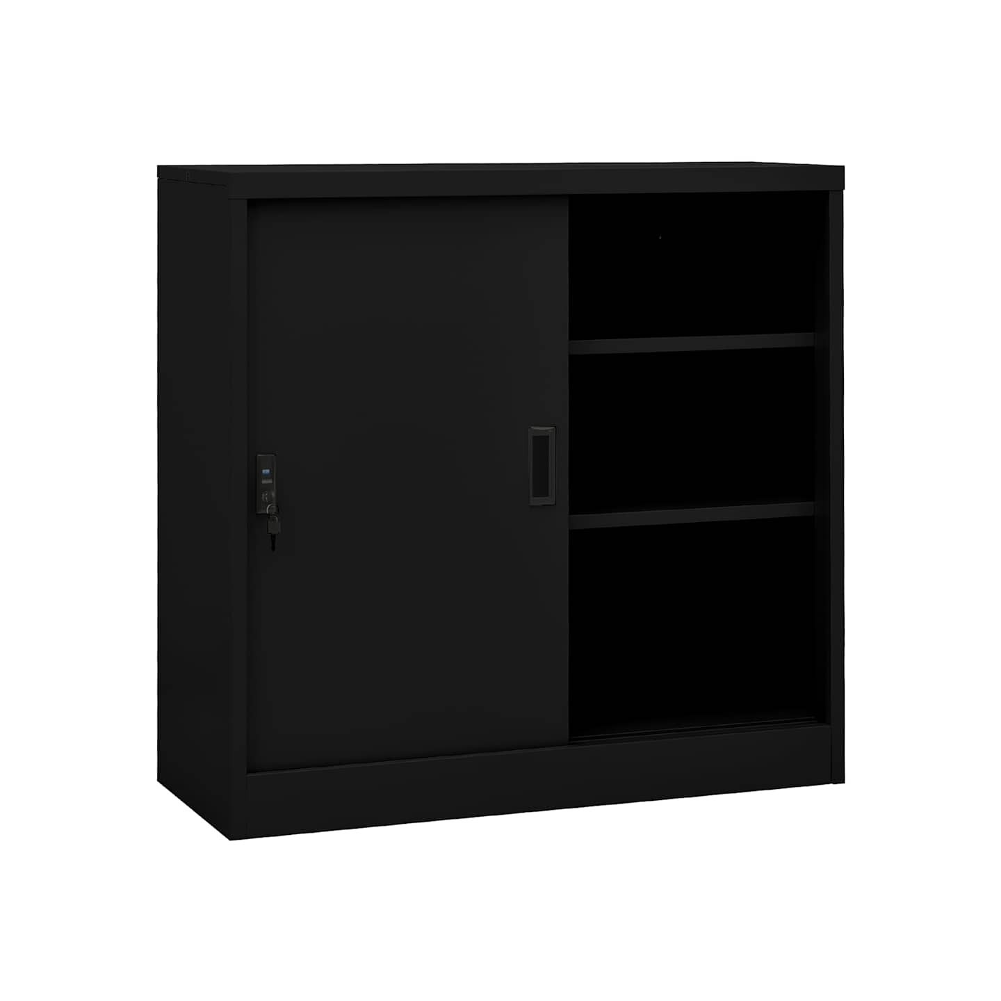 Armoire de bureau avec porte coulissante Noir 90x40x90 cm Acier