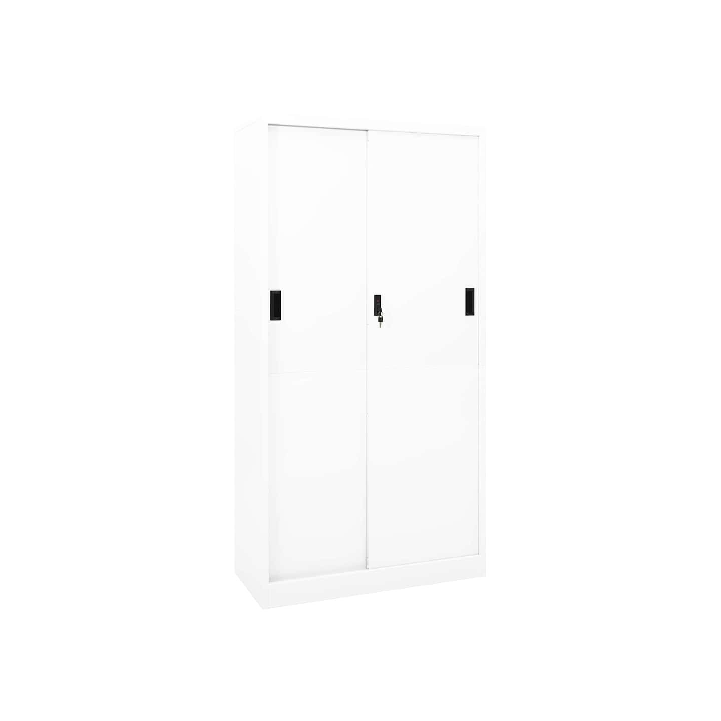 Armoire de bureau et porte coulissante Blanc 90x40x180 cm Acier
